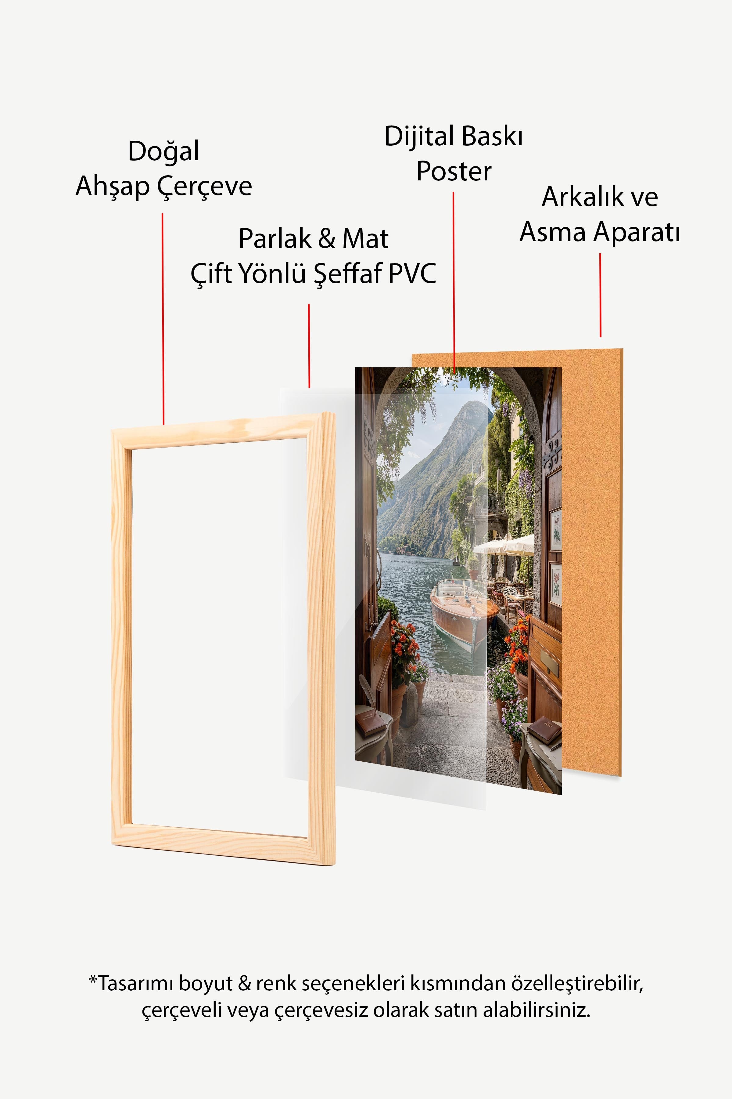Göl ve Tekne Posteri, Ahşap Çerçeveli Poster, Old Money Serisi, NO:113160