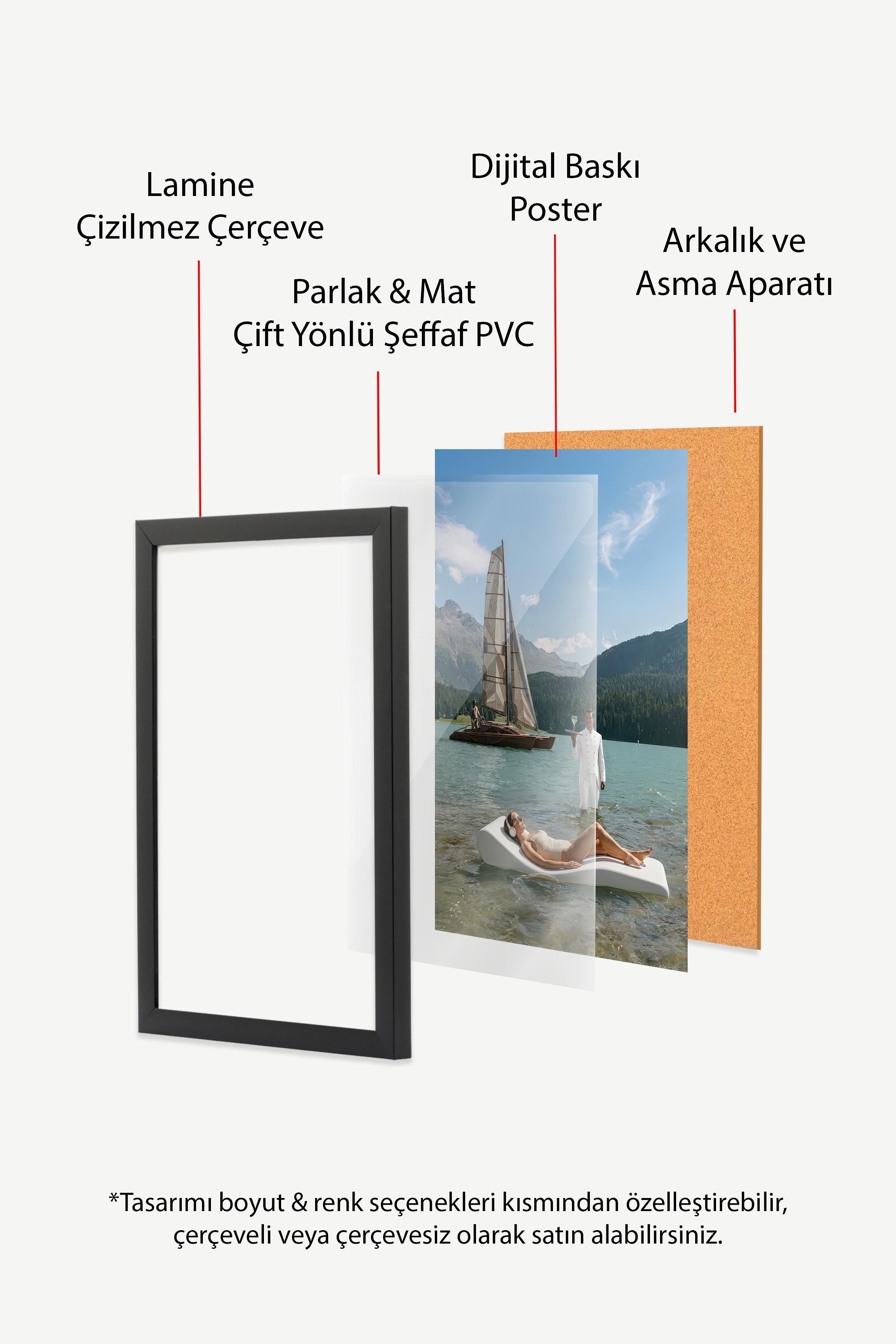 Göl ve Yelkenli Posteri, Siyah Çerçeveli Poster, Old Money Serisi, NO:113159