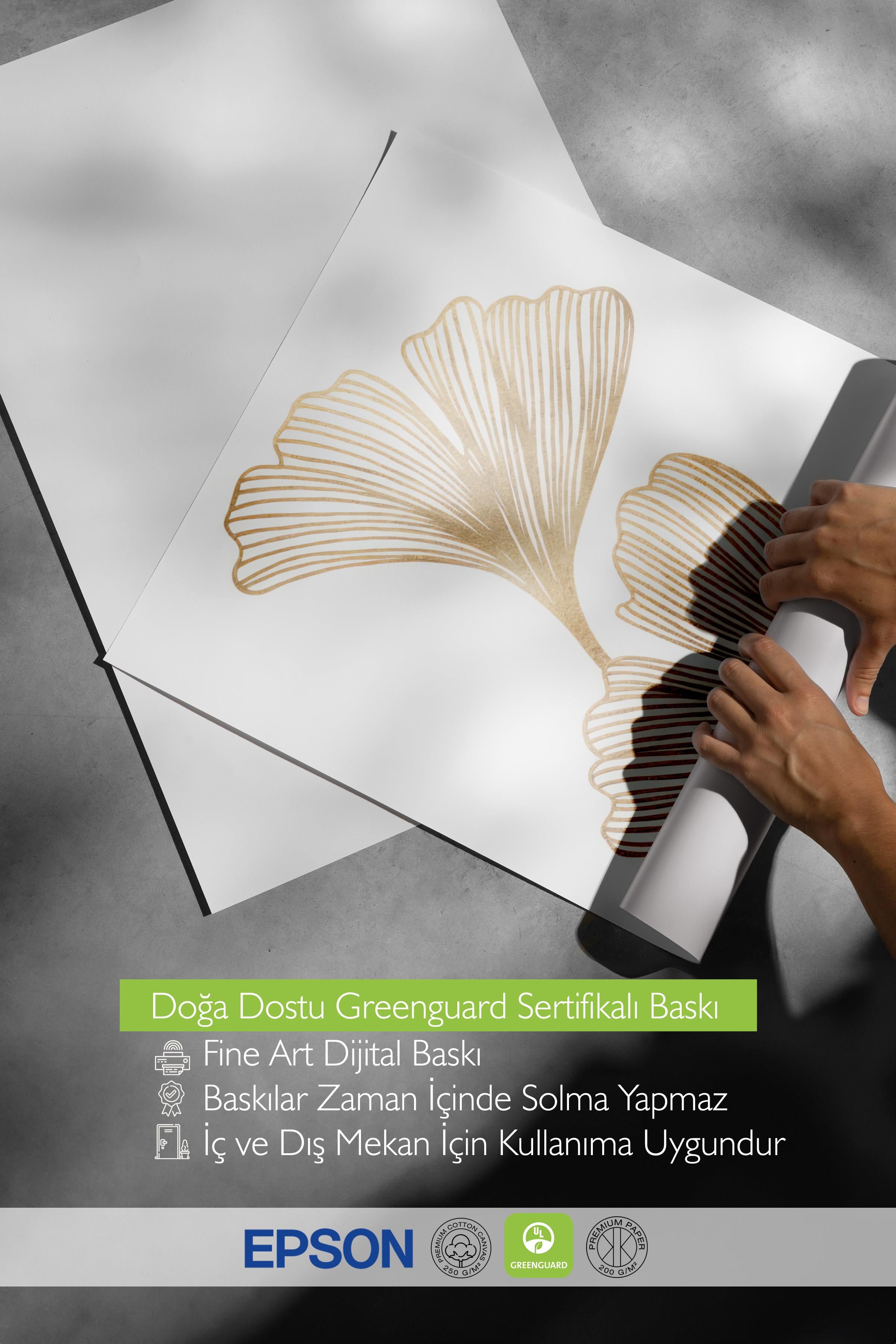 Gold Ginkgo Poster, Çerçevesiz Duvar Posteri, Dikey Duvar Tablosu Comfort Serisi NO:108451