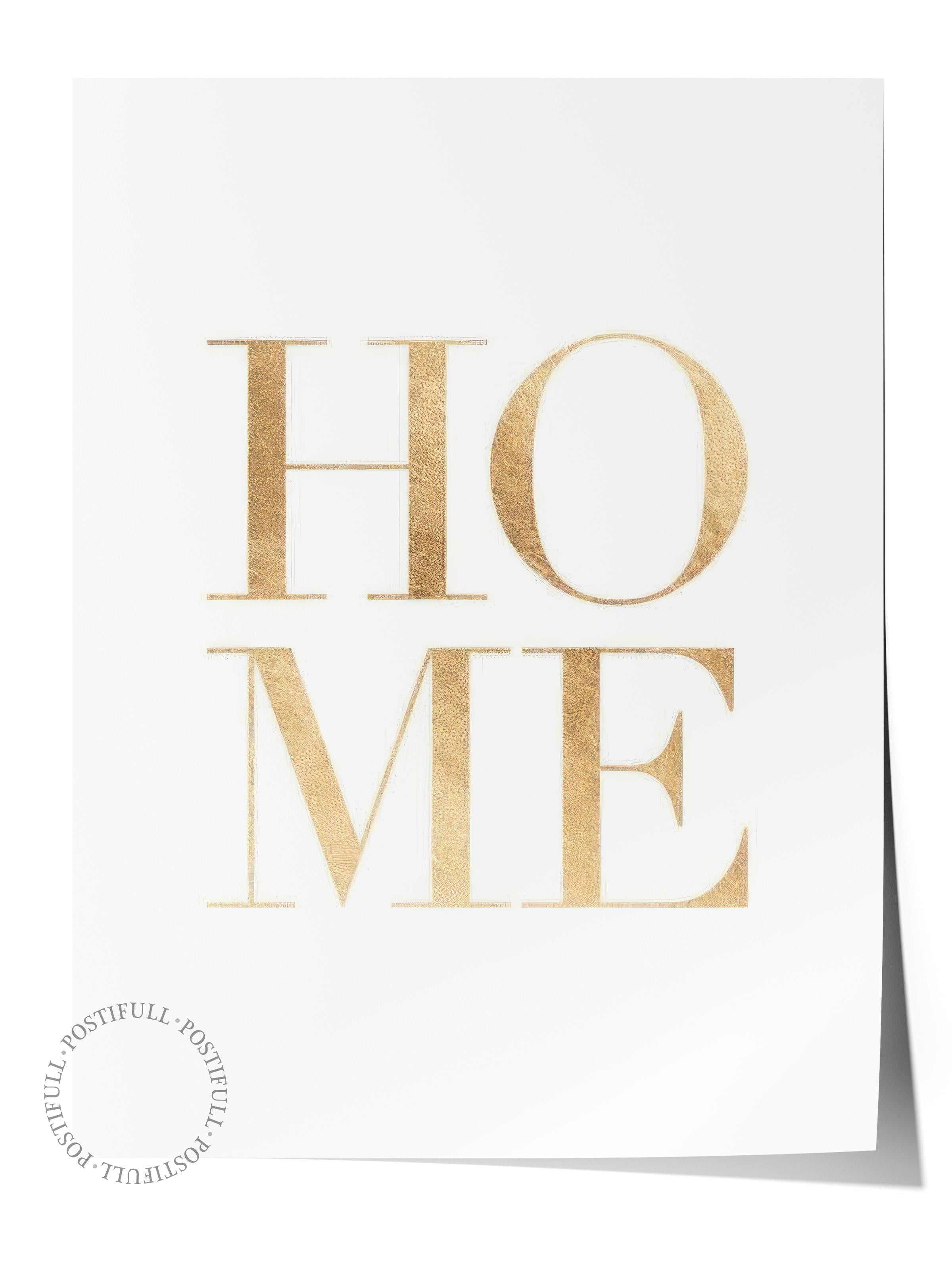Gold Home Poster, Çerçevesiz Duvar Posteri, Dikey Duvar Tablosu Comfort Serisi NO:108425