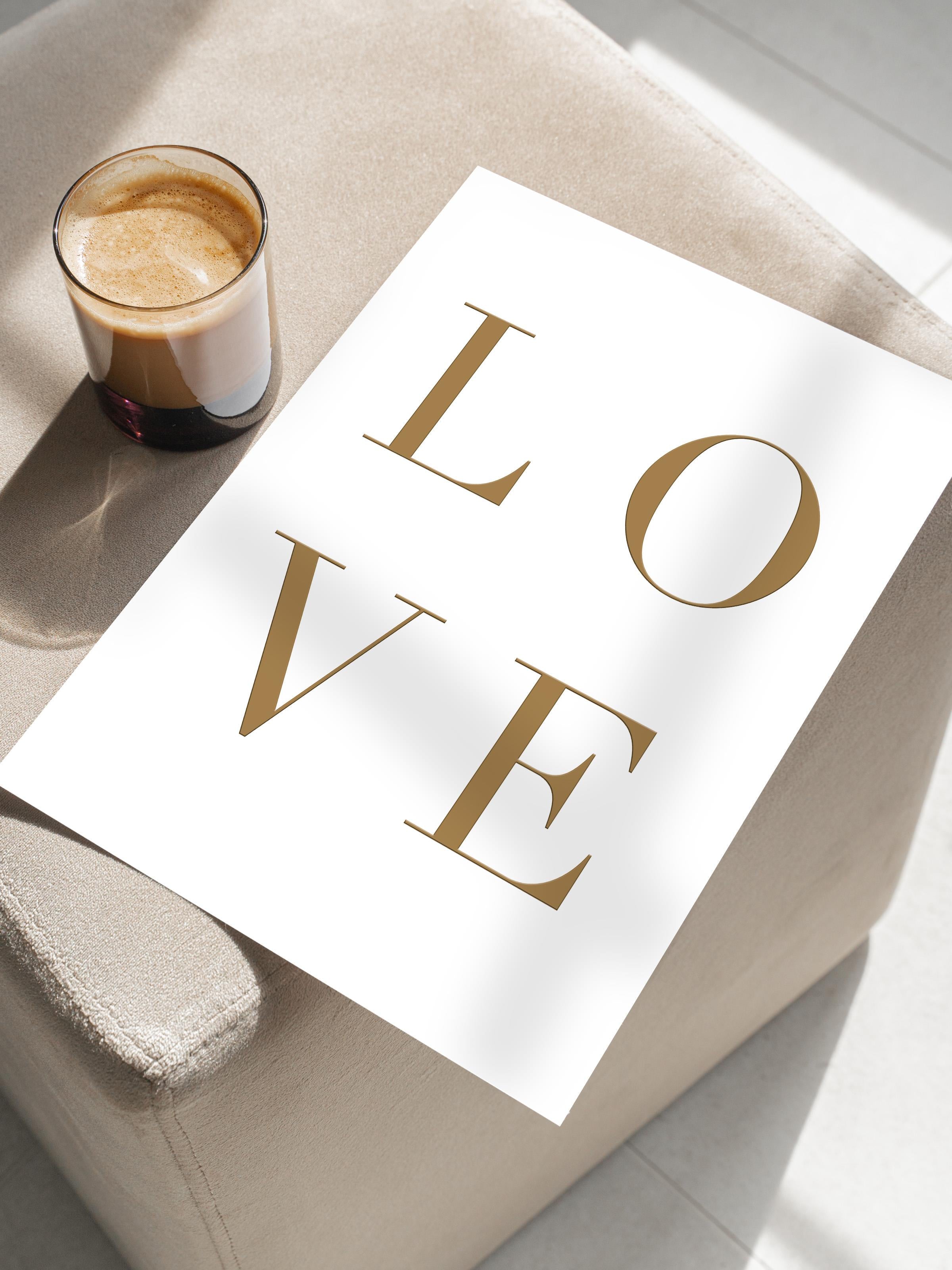Gold Love Poster, Çerçevesiz Duvar Posteri, Dikey Duvar Tablosu Comfort Serisi NO:108381