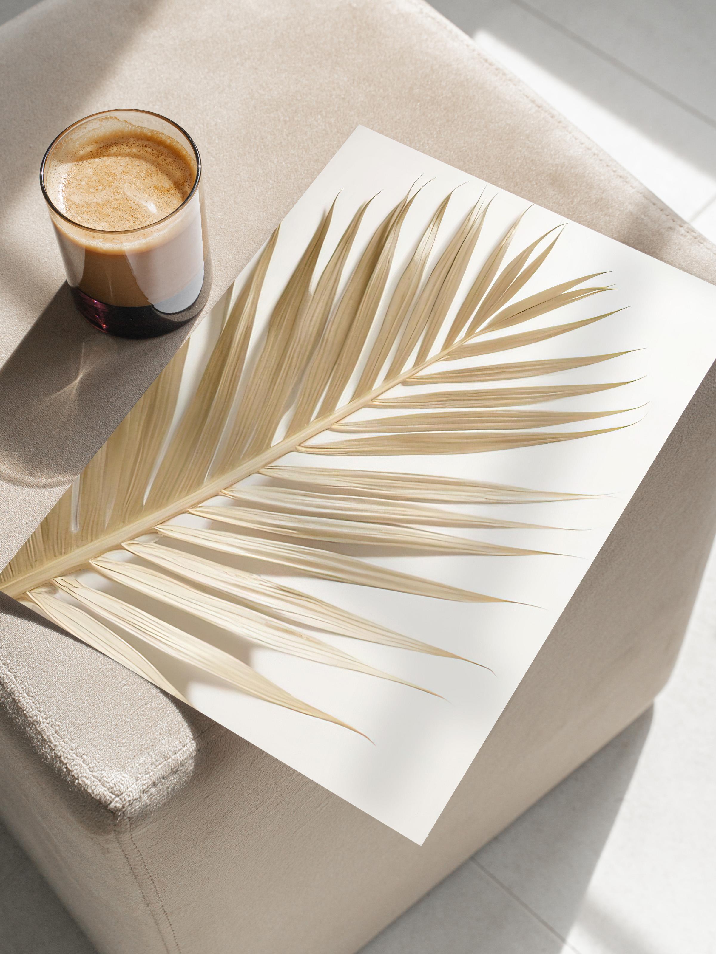 Gold Palm Poster, Çerçevesiz Duvar Posteri, Dikey Duvar Tablosu Comfort Serisi NO:108378