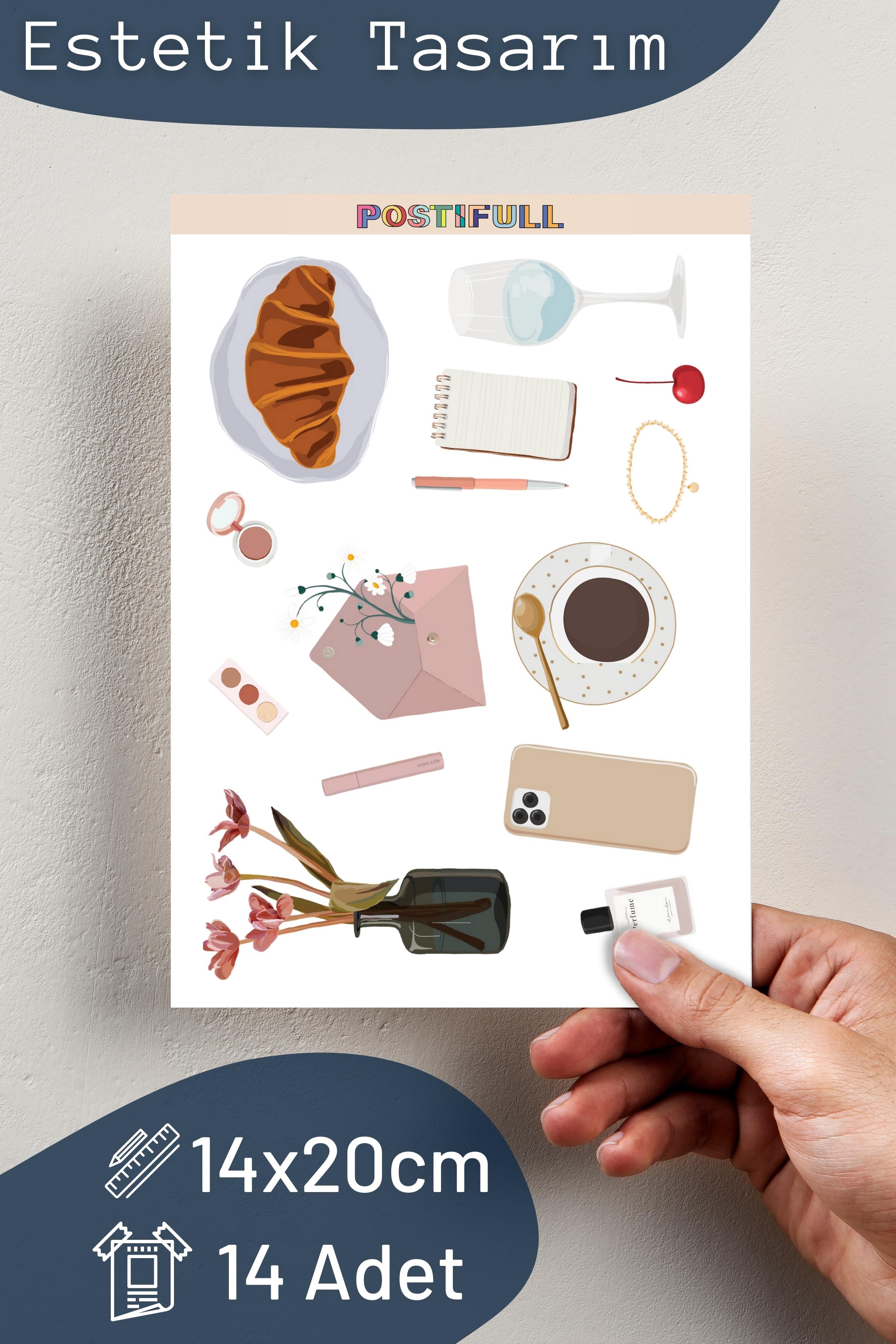 Göz Alıcı Etiket Seti, Büyük Boy, 14 Adet Su Geçirmez, Vintage Sticker, Laptop, Telefon, Valiz Uyumlu