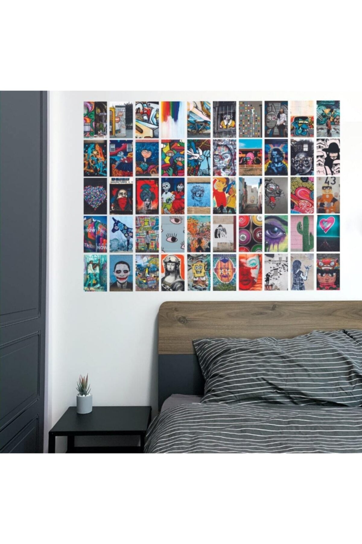 Grafiti Temalı Arkası Yapışkanlı Poster Kolaj Set - 50 Adet - Renkli Poster Seti - 10cm*15cm