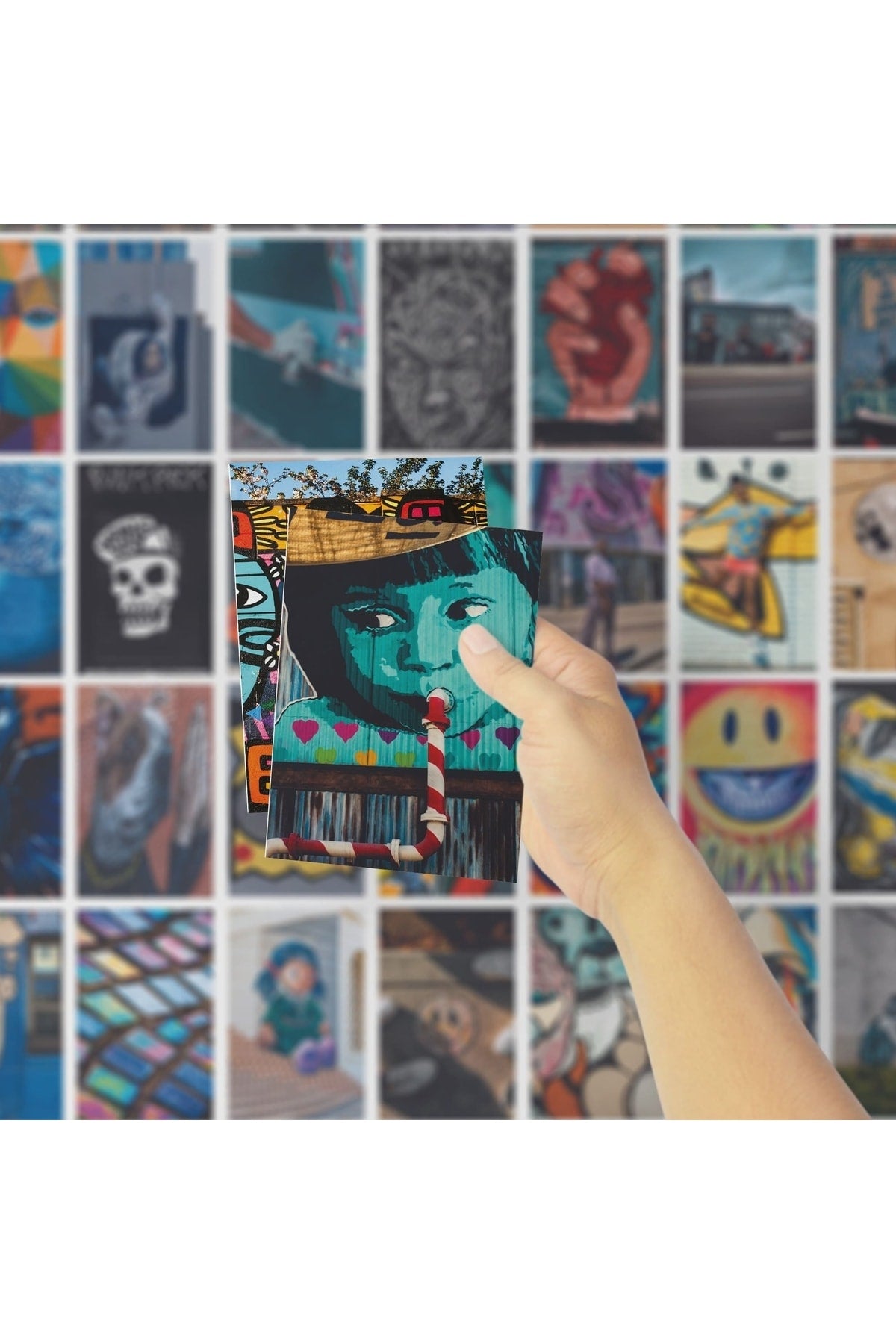 Grafiti Temalı Poster Kolaj Set Arkası Yapışkanlı - 50 Adet - Renkli Poster Seti - 10cm*15cm