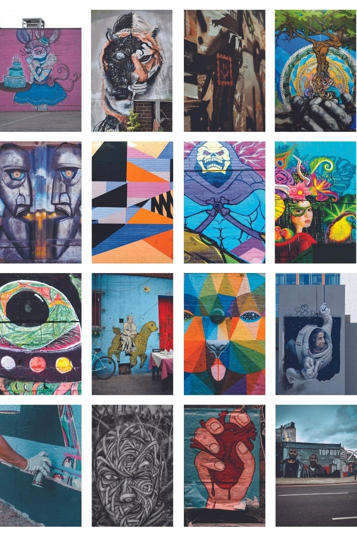 Grafiti Temalı Poster Kolaj Set Arkası Yapışkanlı - 50 Adet - Renkli Poster Seti - 10cm*15cm