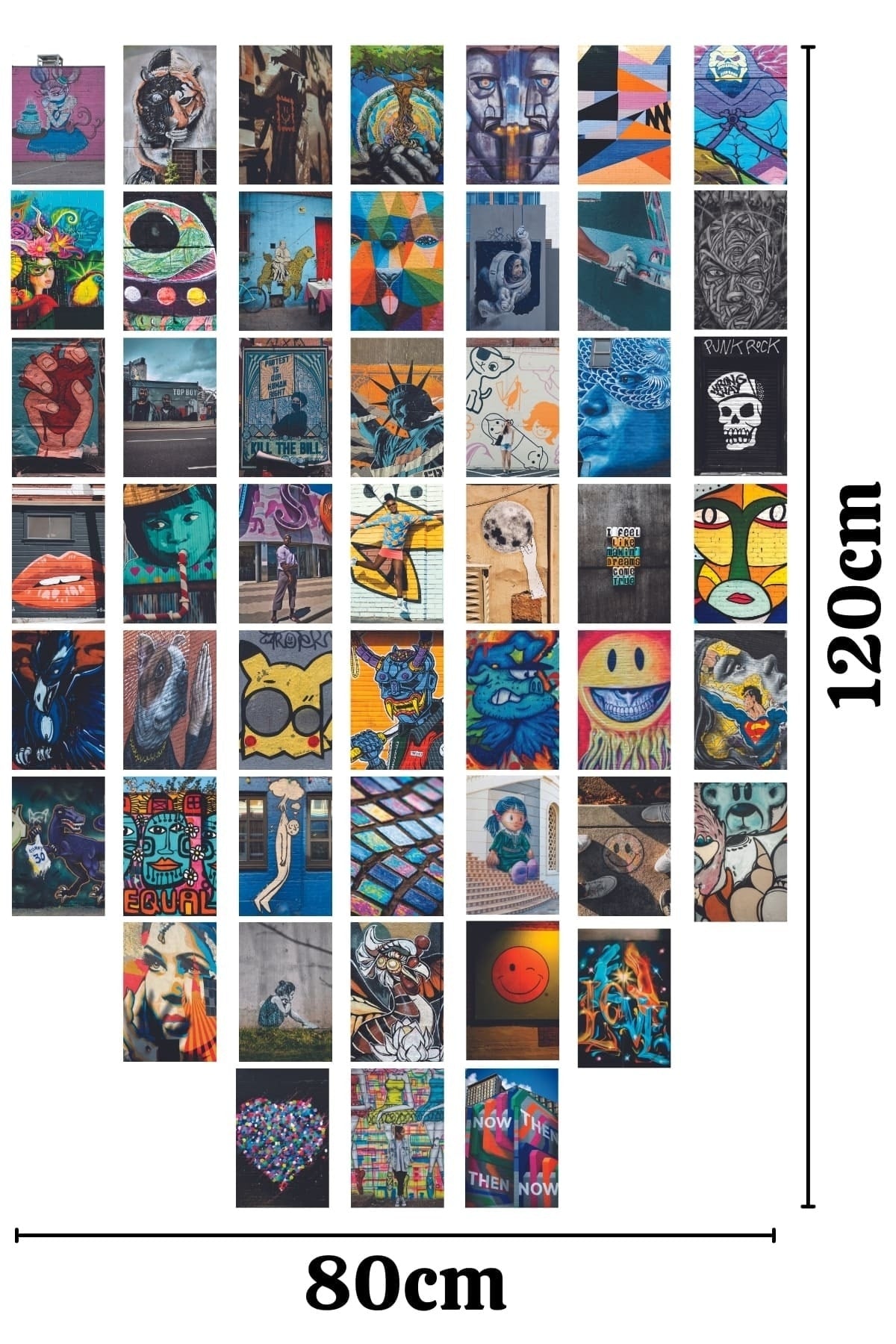 Grafiti Temalı Poster Kolaj Set Arkası Yapışkanlı - 50 Adet - Renkli Poster Seti - 10cm*15cm