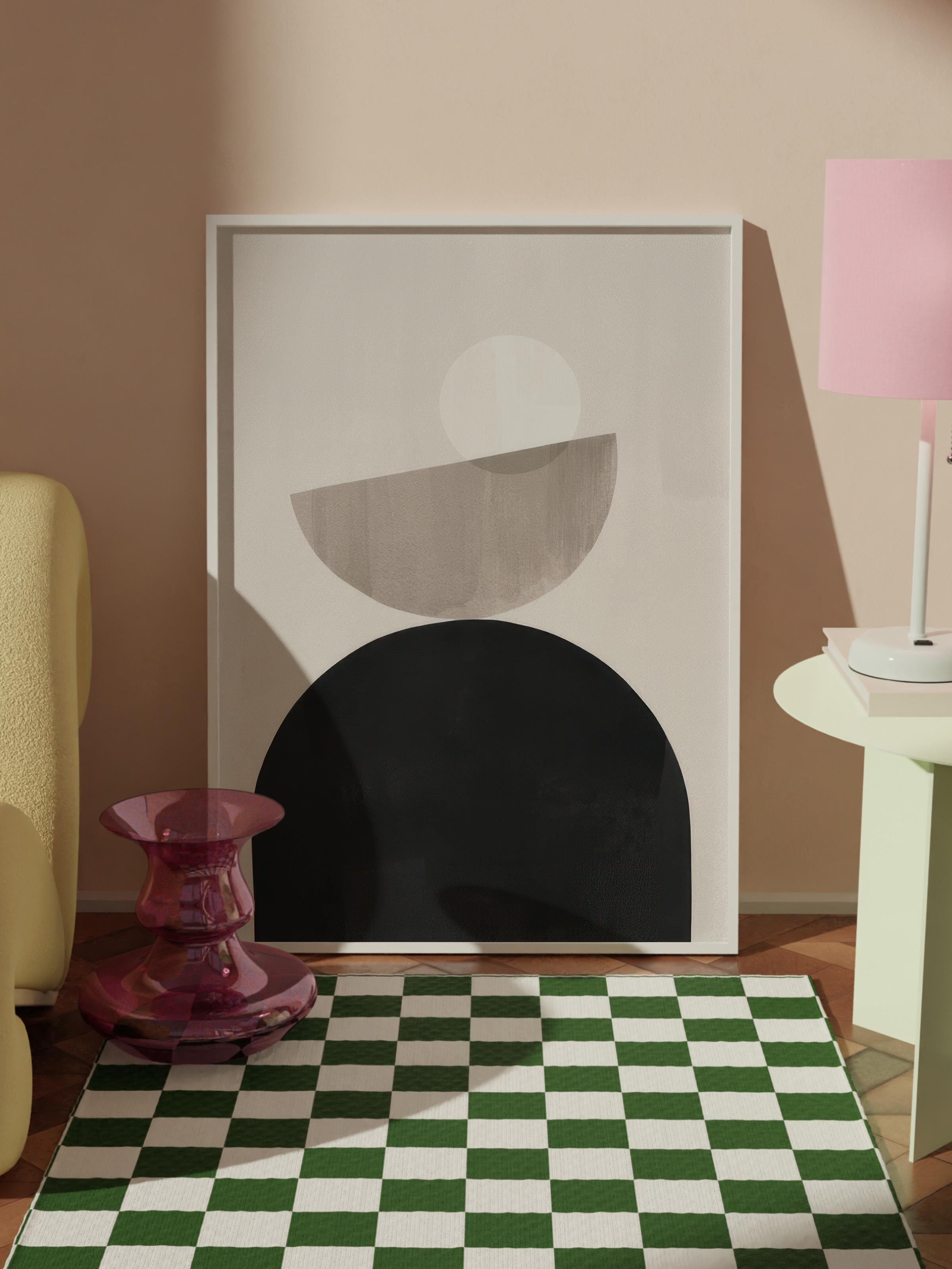 Graphic Shapes No4 Çerçeveli Tablo, Beyaz Çerçeve ve Poster, Duvar Tablosu Comfort Serisi NO:108459