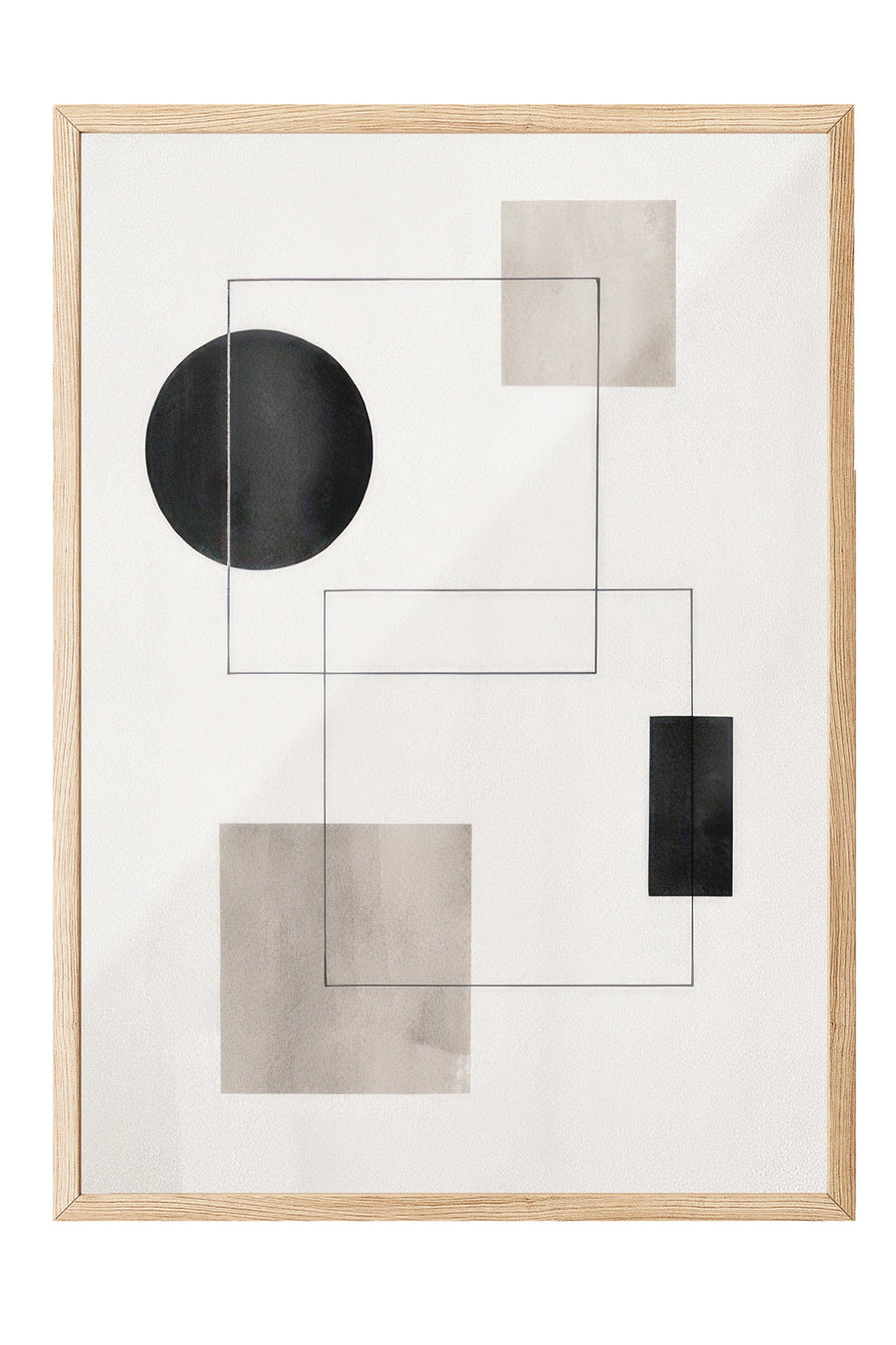 Geometrik Soyut Kompozisyon Poster – Ahşap Çerçeveli Tablo