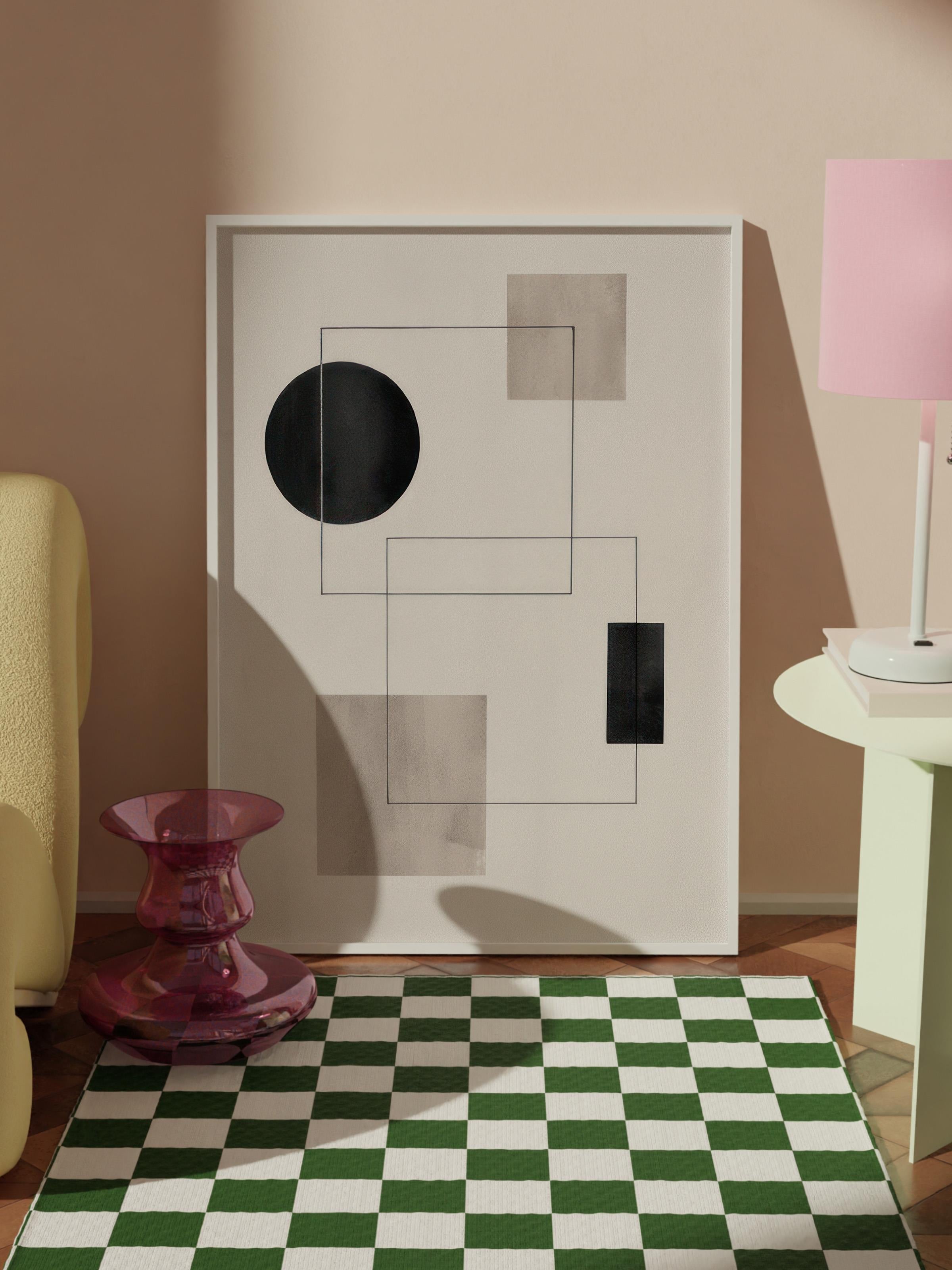 Graphic Shapes No6 Çerçeveli Tablo, Beyaz Çerçeve ve Poster, Duvar Tablosu Comfort Serisi NO:108458