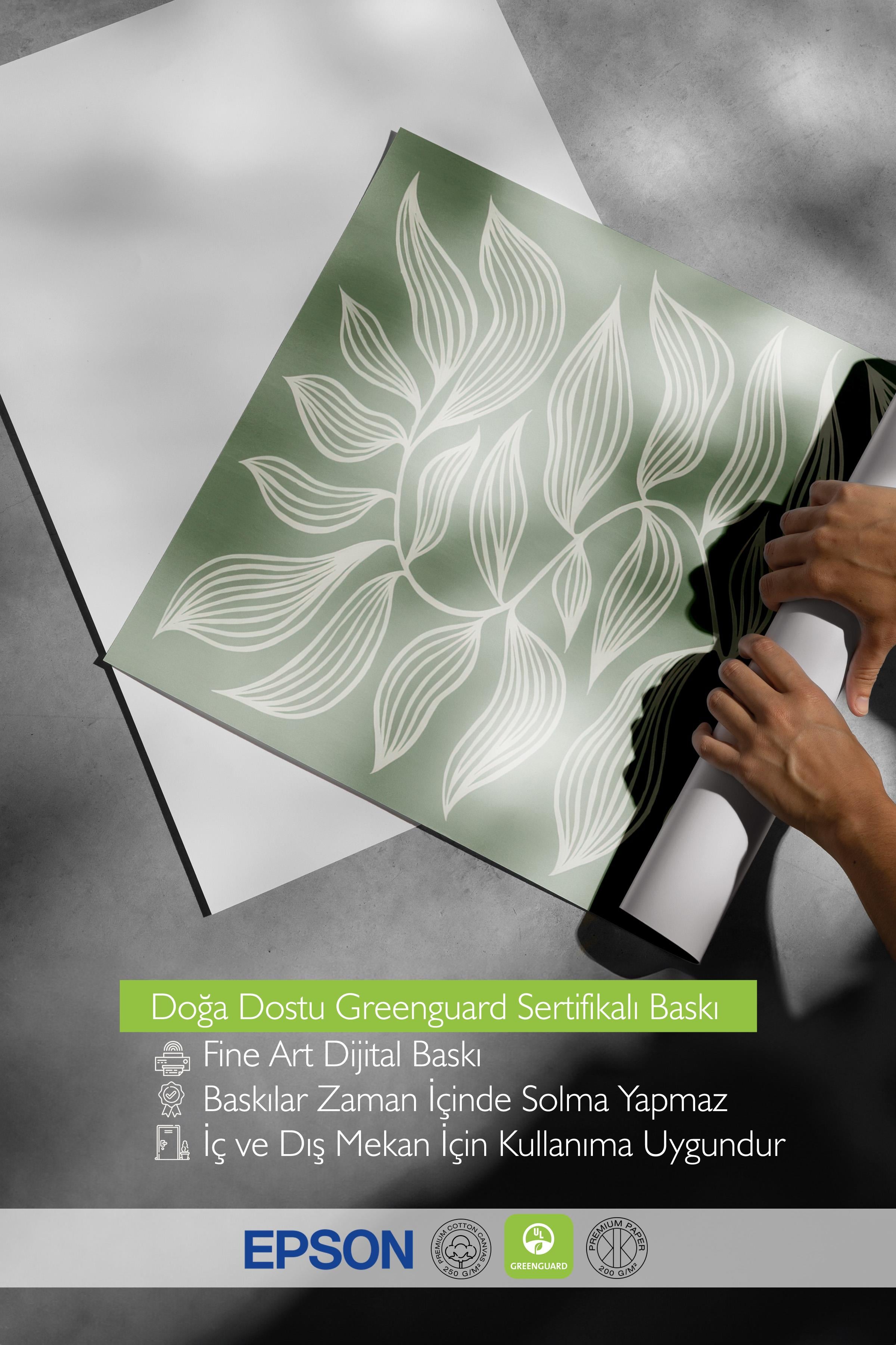 Green Botanical Poster, Çerçevesiz Duvar Posteri, Dikey Duvar Tablosu Comfort Serisi NO:108552