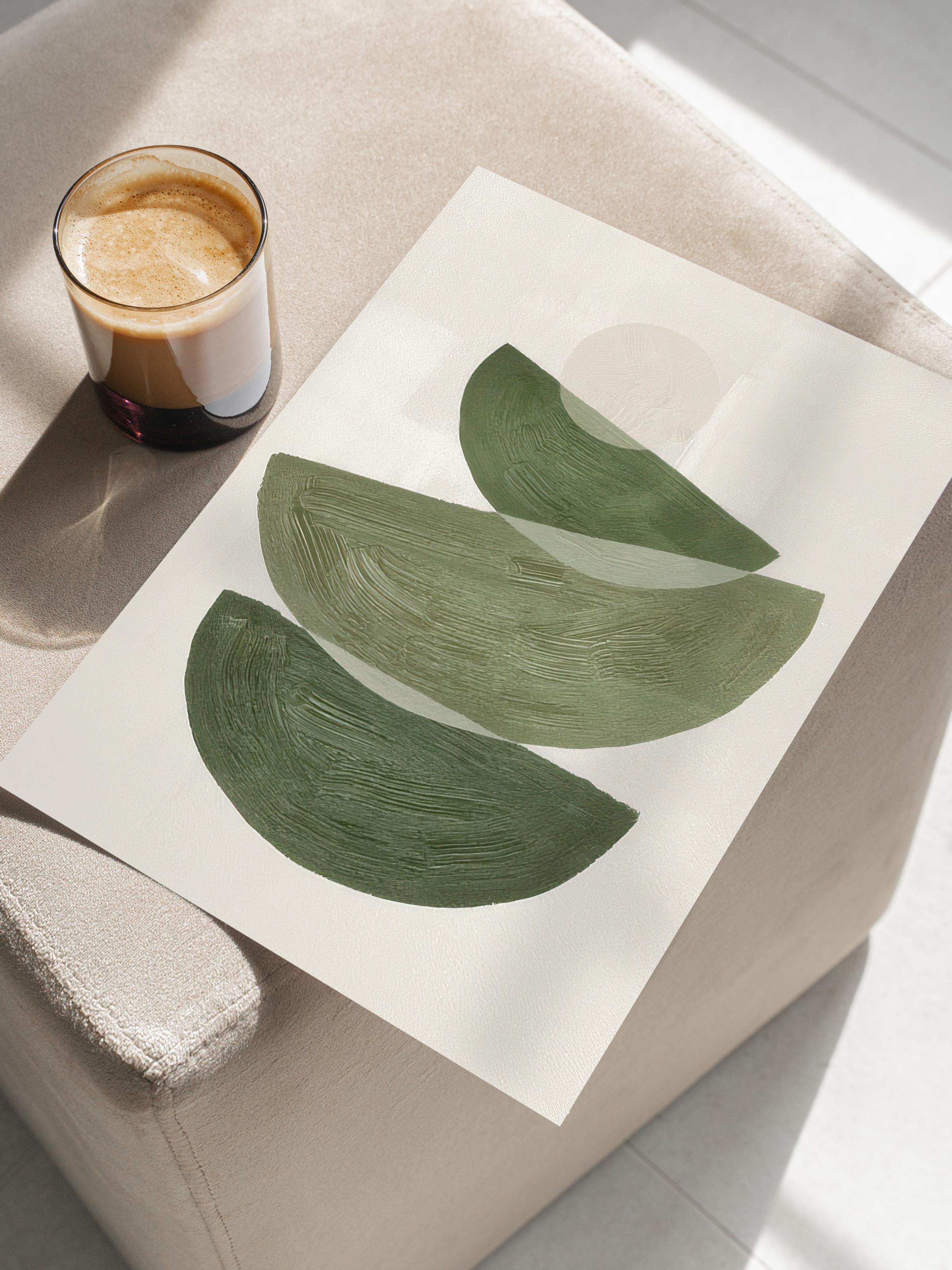 Green Graphic Shapes No1 Poster, Dikey Duvar Tablosu Comfort Serisi NO:108548