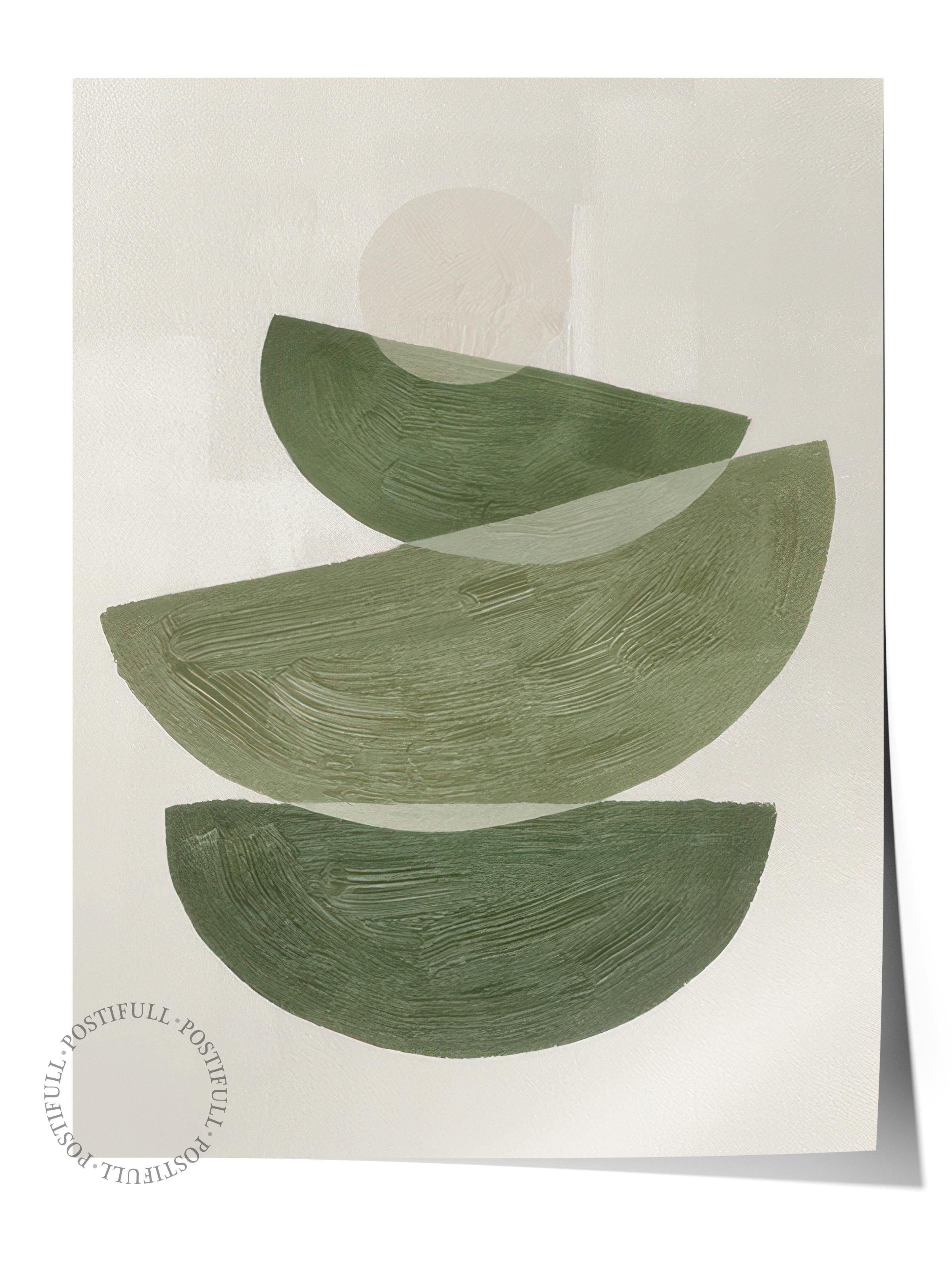 Green Graphic Shapes No1 Poster, Dikey Duvar Tablosu Comfort Serisi NO:108548