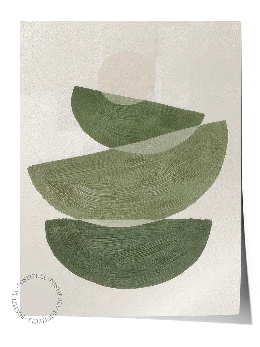 Green Graphic Shapes No1 Poster, Dikey Duvar Tablosu Comfort Serisi NO:108548