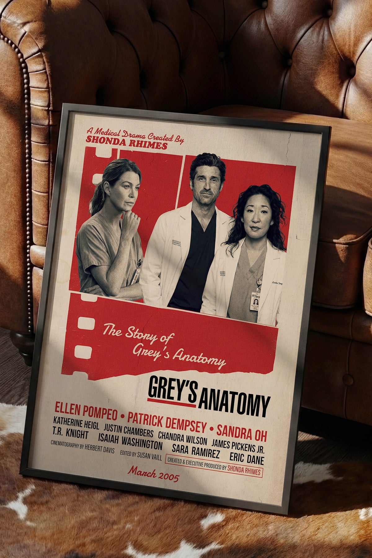 Grey’s Anatomy Siyah Çerçeveli Poster, Sinema ve Dizi Tablo, Film Dizi Afişleri NO:112848