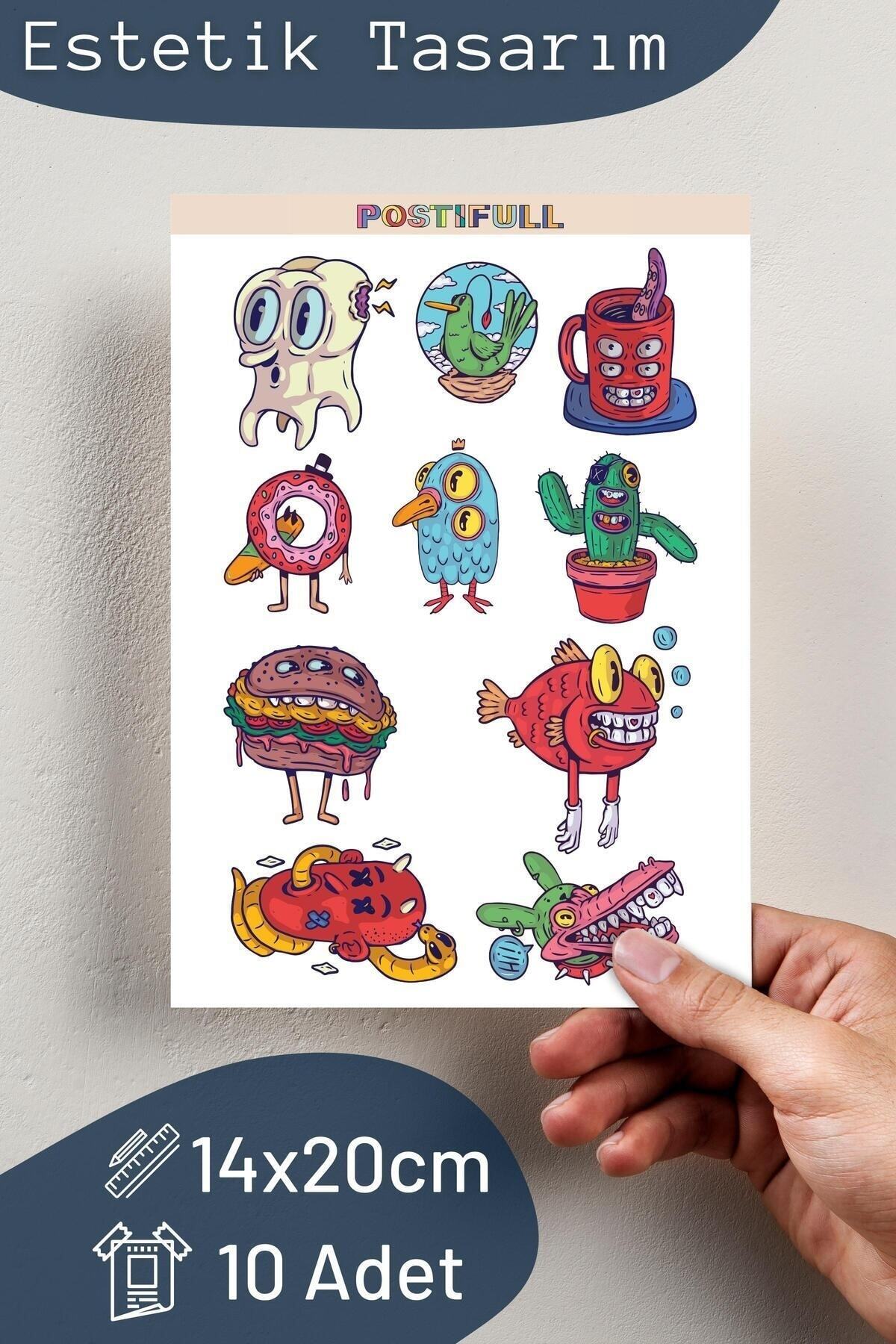 Grunge Temalı Sticker Seti - 10 Adet Etiket Seti- Telefon, Tablet, Defter Laptop Uyumlu Etiket