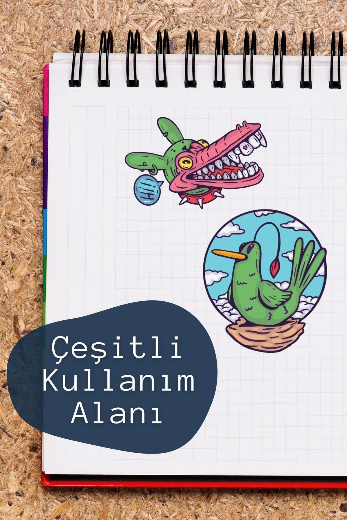 Grunge Temalı Sticker Seti - 10 Adet Etiket Seti- Telefon, Tablet, Defter Laptop Uyumlu Etiket