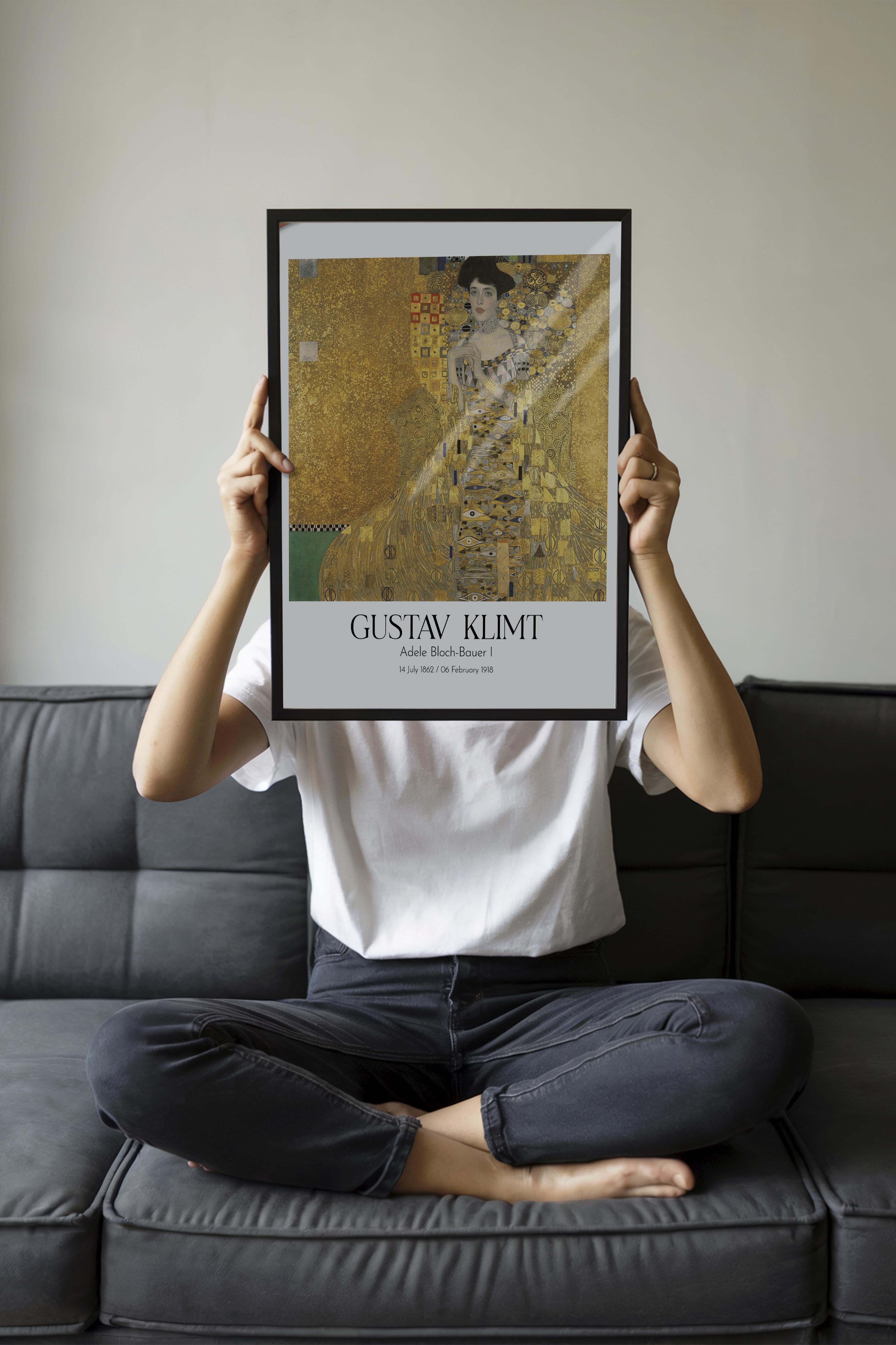 Gustav Klimt - Adele Bloch-Bauer I, Siyah Çerçeveli Tablo, Sanat Serisi NO:111986