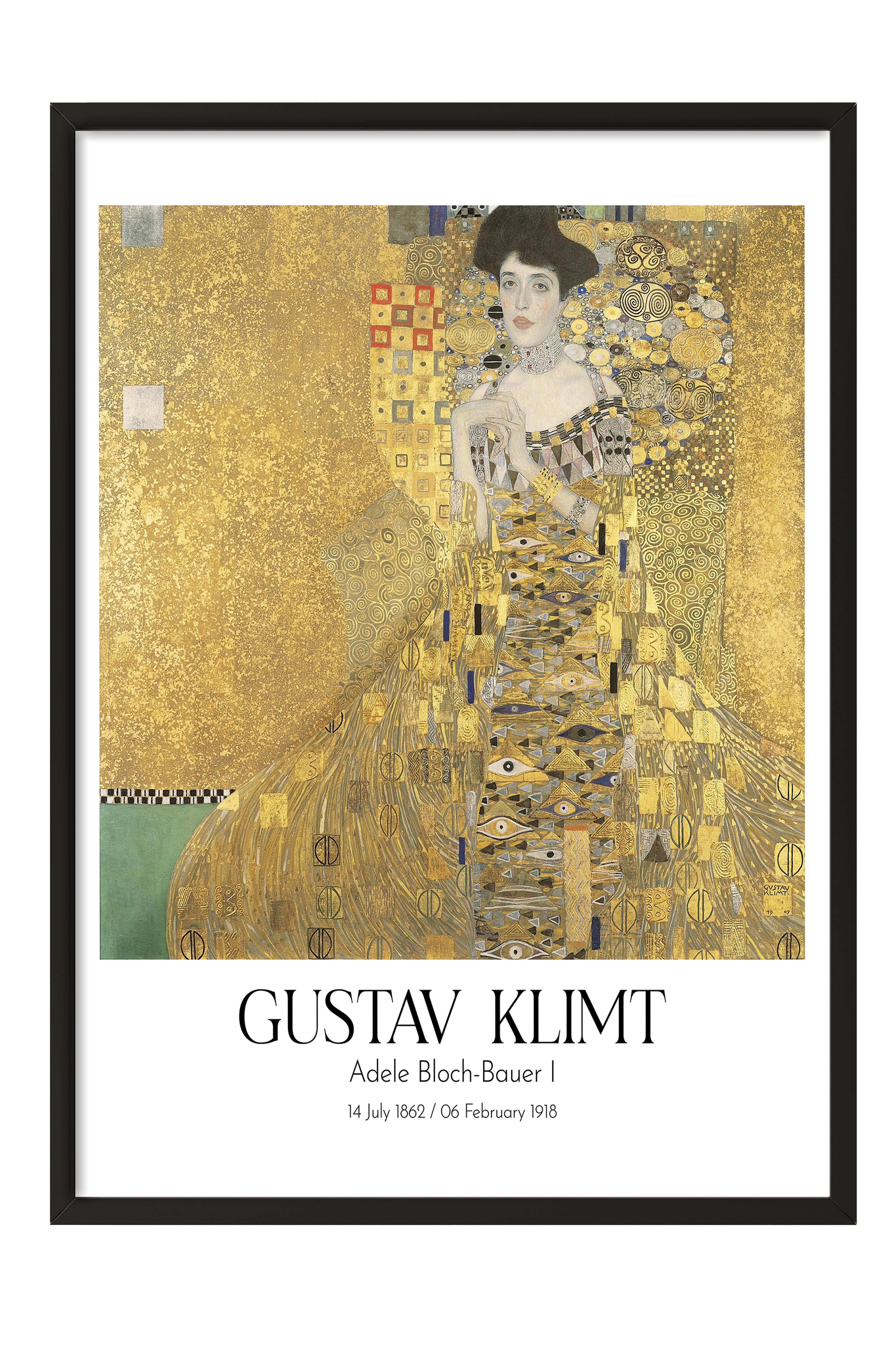 Gustav Klimt - Adele Bloch-Bauer I, Siyah Çerçeveli Tablo, Sanat Serisi NO:111986