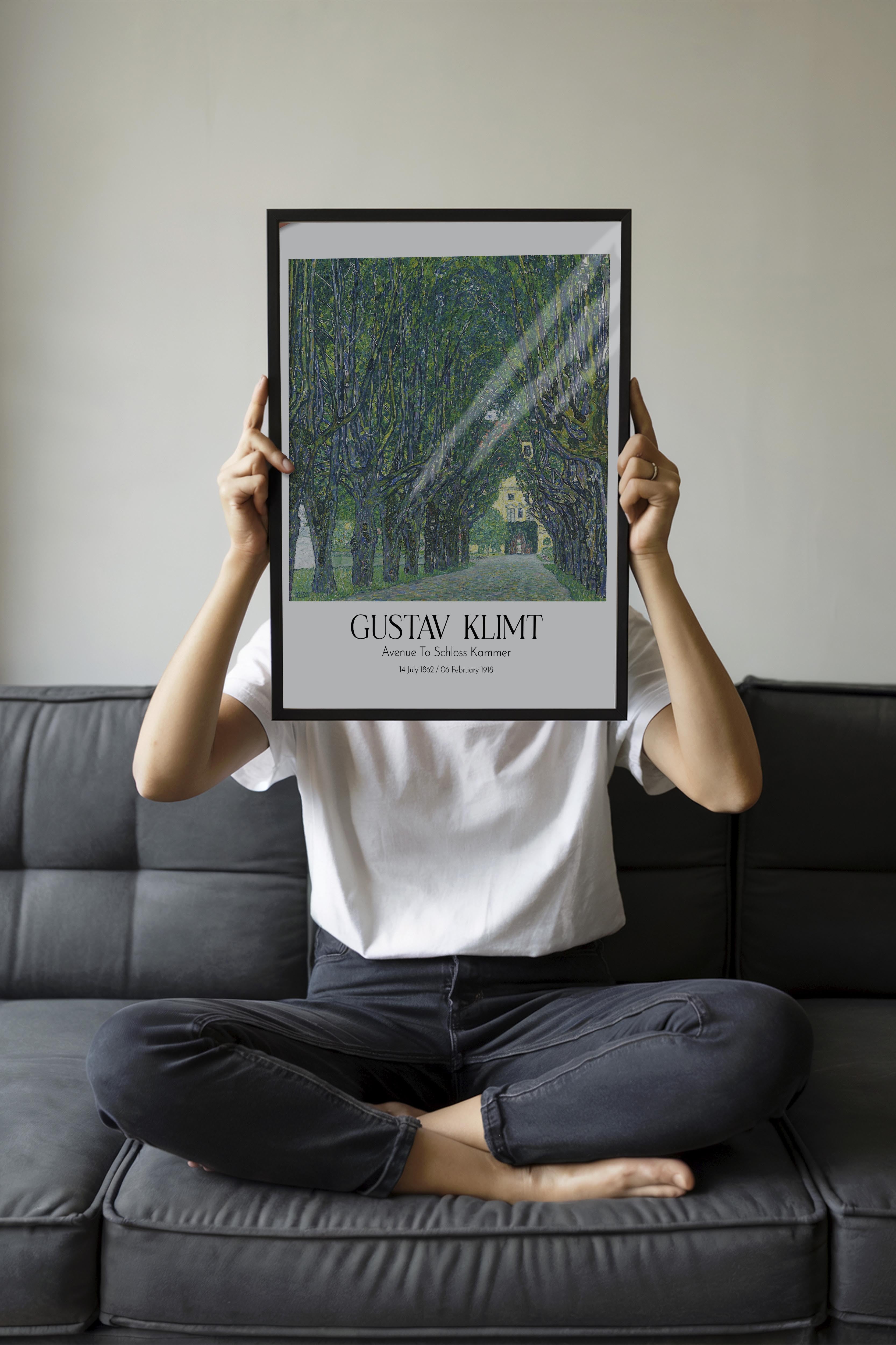 Gustav Klimt - Avenue To Schloss Kammer, Siyah Çerçeveli Tablo, Sanat Serisi NO:111987