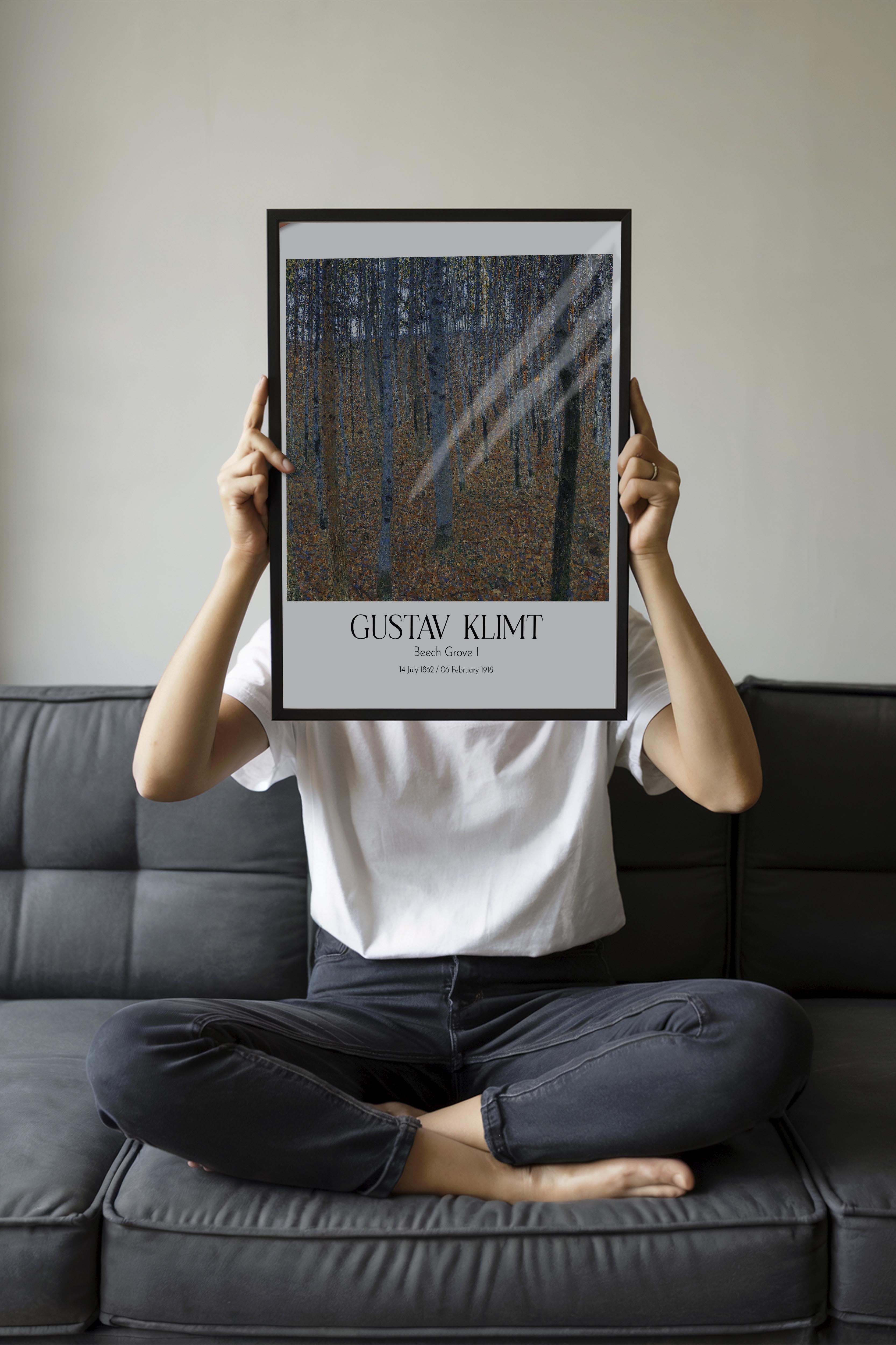 Gustav Klimt - Beech Grove I, Siyah Çerçeveli Tablo, Sanat Serisi NO:111988