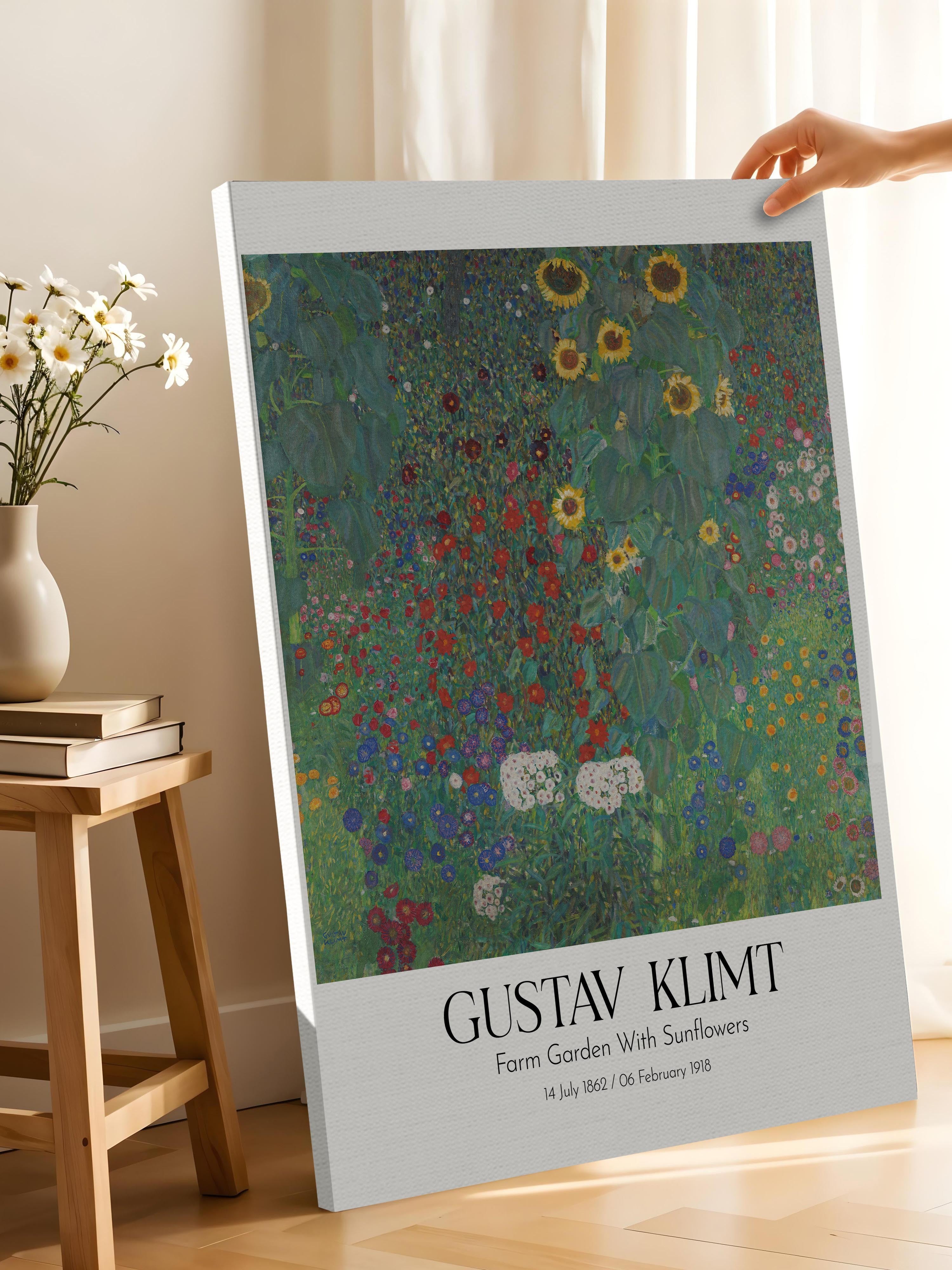 Gustav Klimt - Farm Garden With Sunflowers, Kanvas Tablo, Sanat Serisi NO:111971