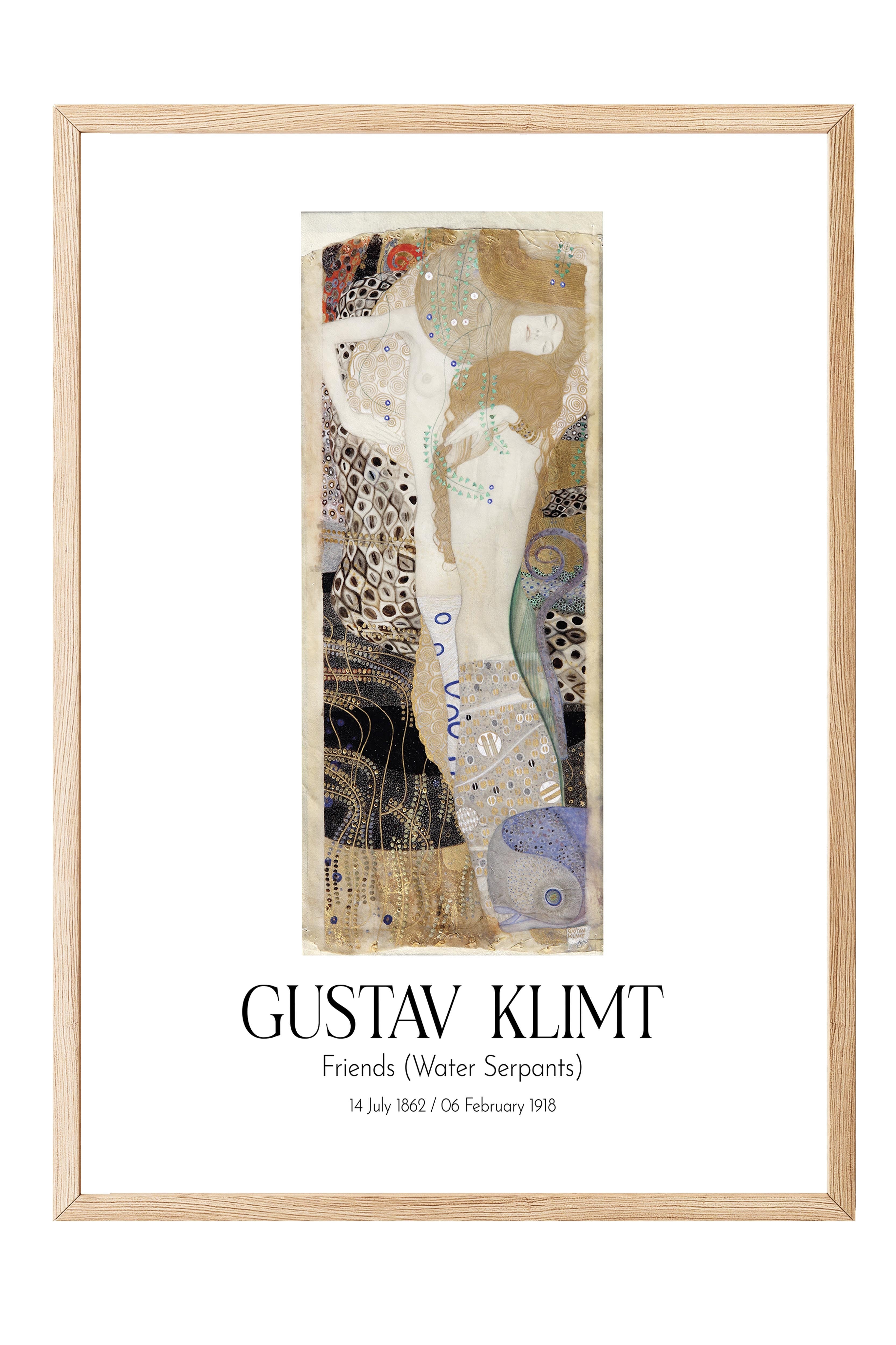 Gustav Klimt - Friends (Water Serpants), Ahşap Çerçeveli Tablo, Sanat Serisi NO:111973