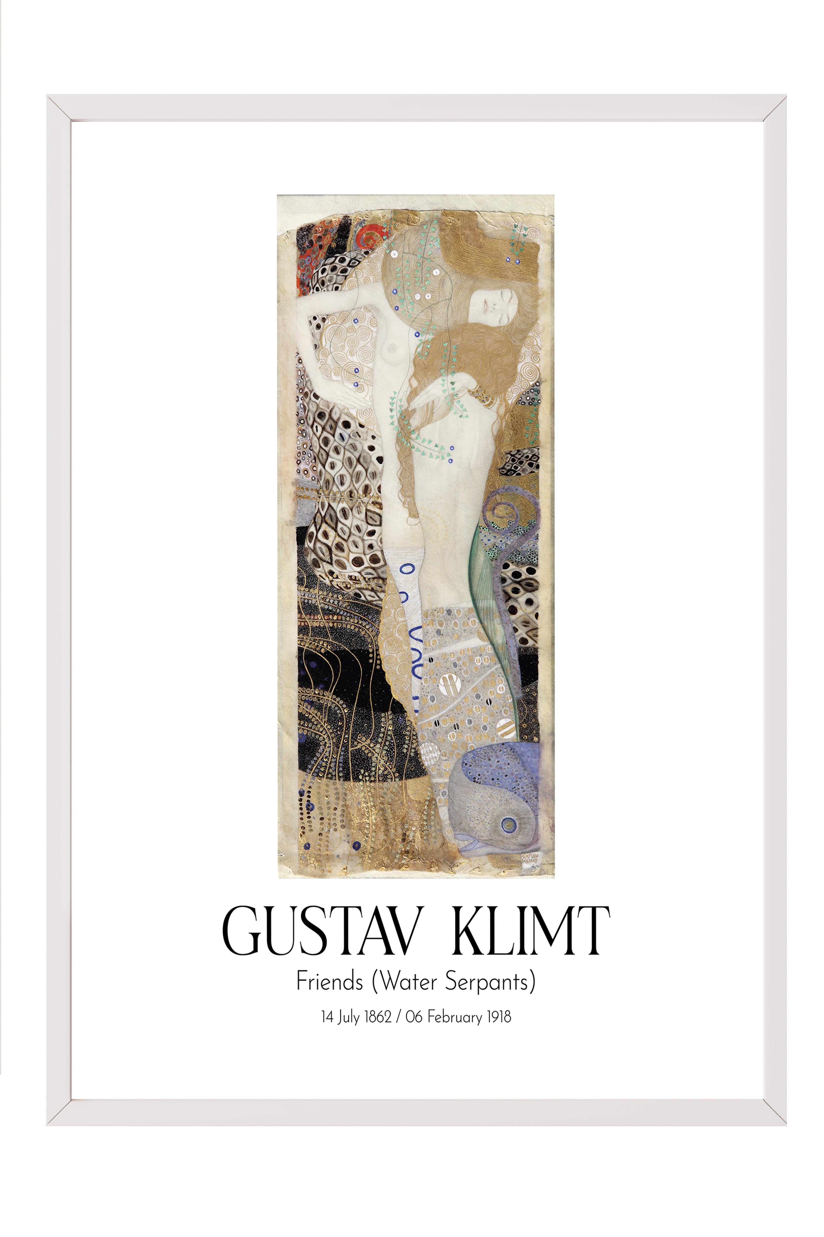 Gustav Klimt - Friends (Water Serpants), Beyaz Çerçeveli Tablo, Sanat Serisi NO:111973