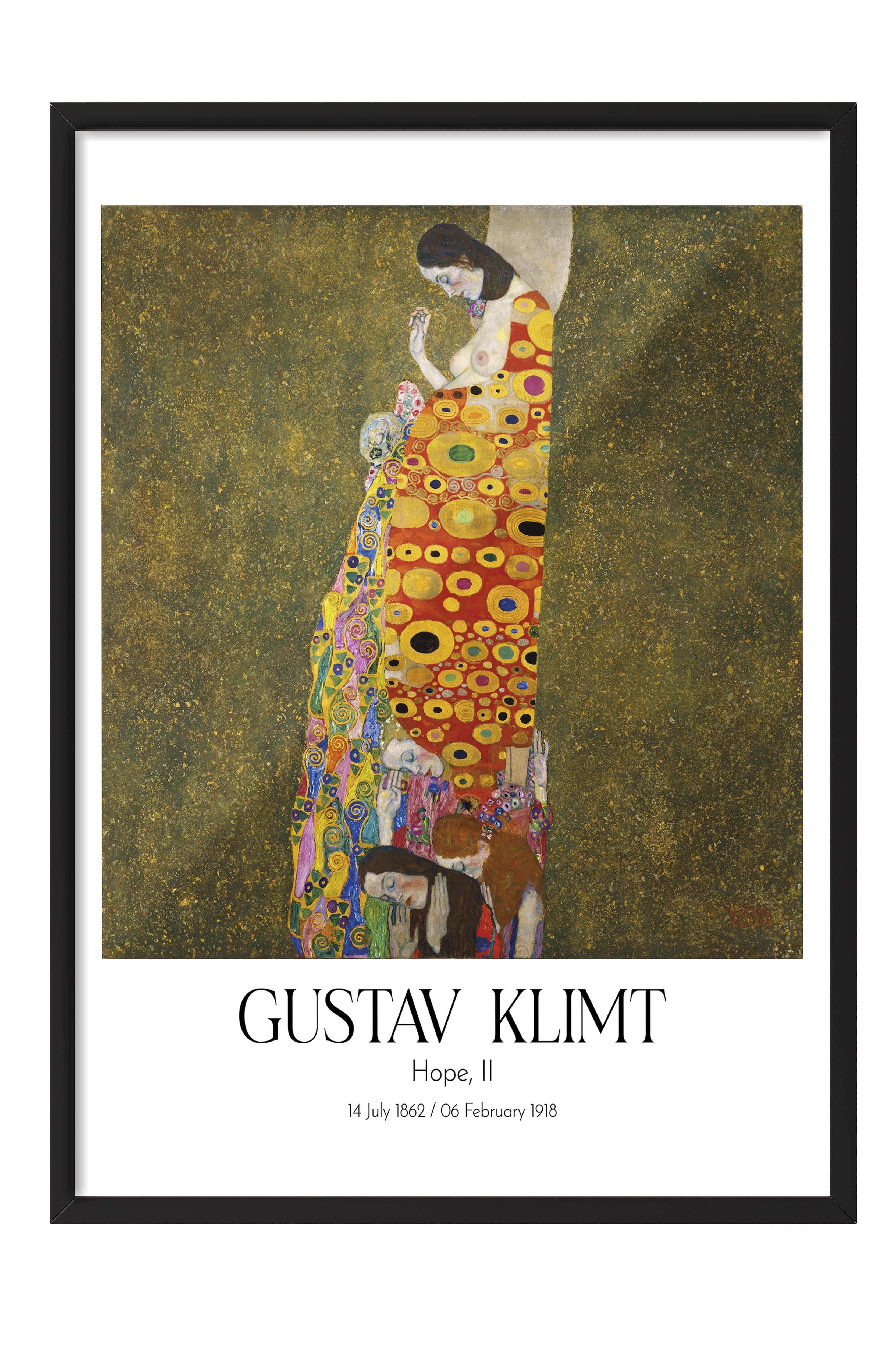 Gustav Klimt - Hope, II, Siyah Çerçeveli Tablo, Sanat Serisi NO:111974