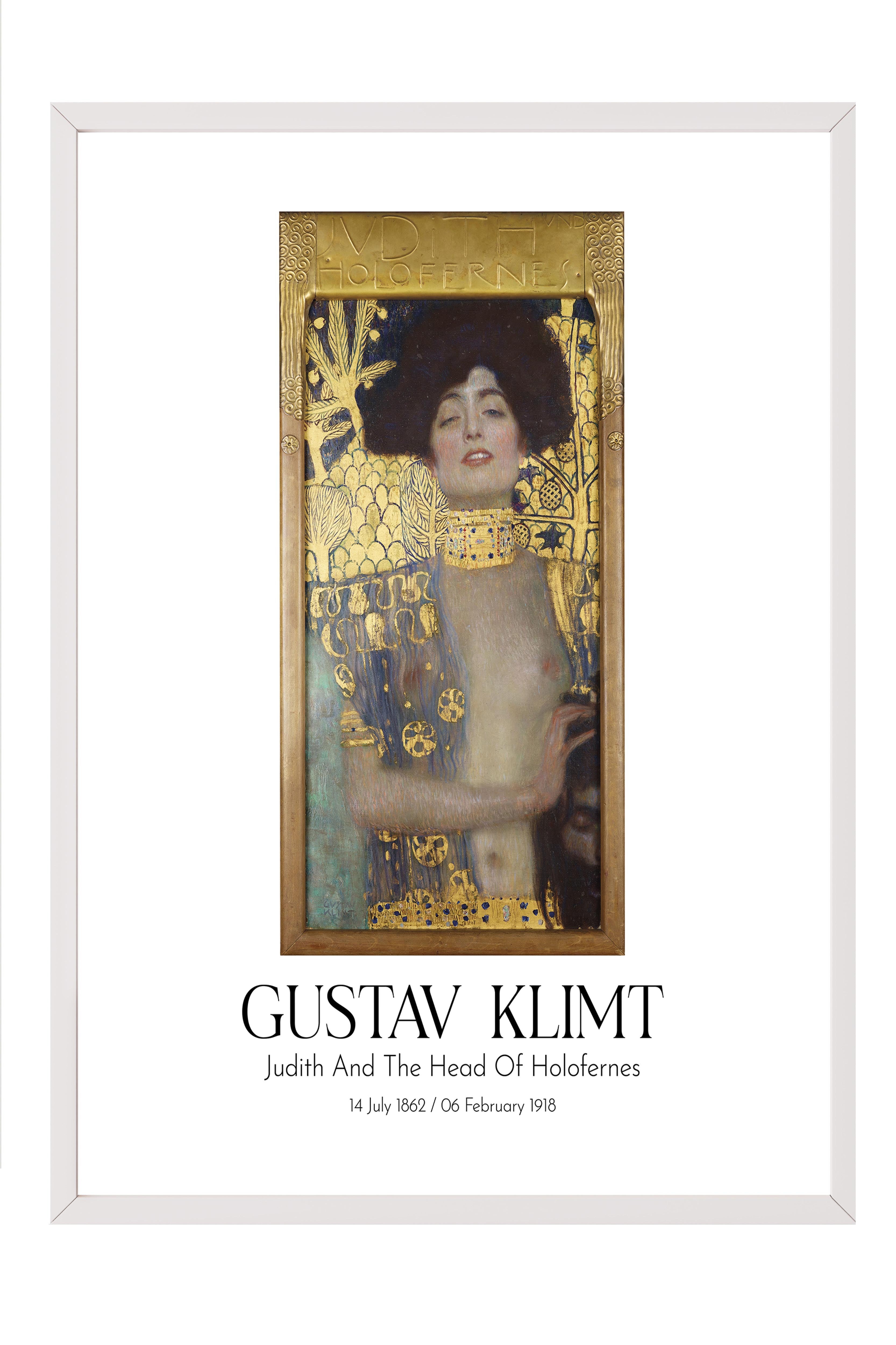 Gustav Klimt - Judith And The Head Of Holofernes, Beyaz Çerçeveli Tablo, Sanat Serisi NO:111994