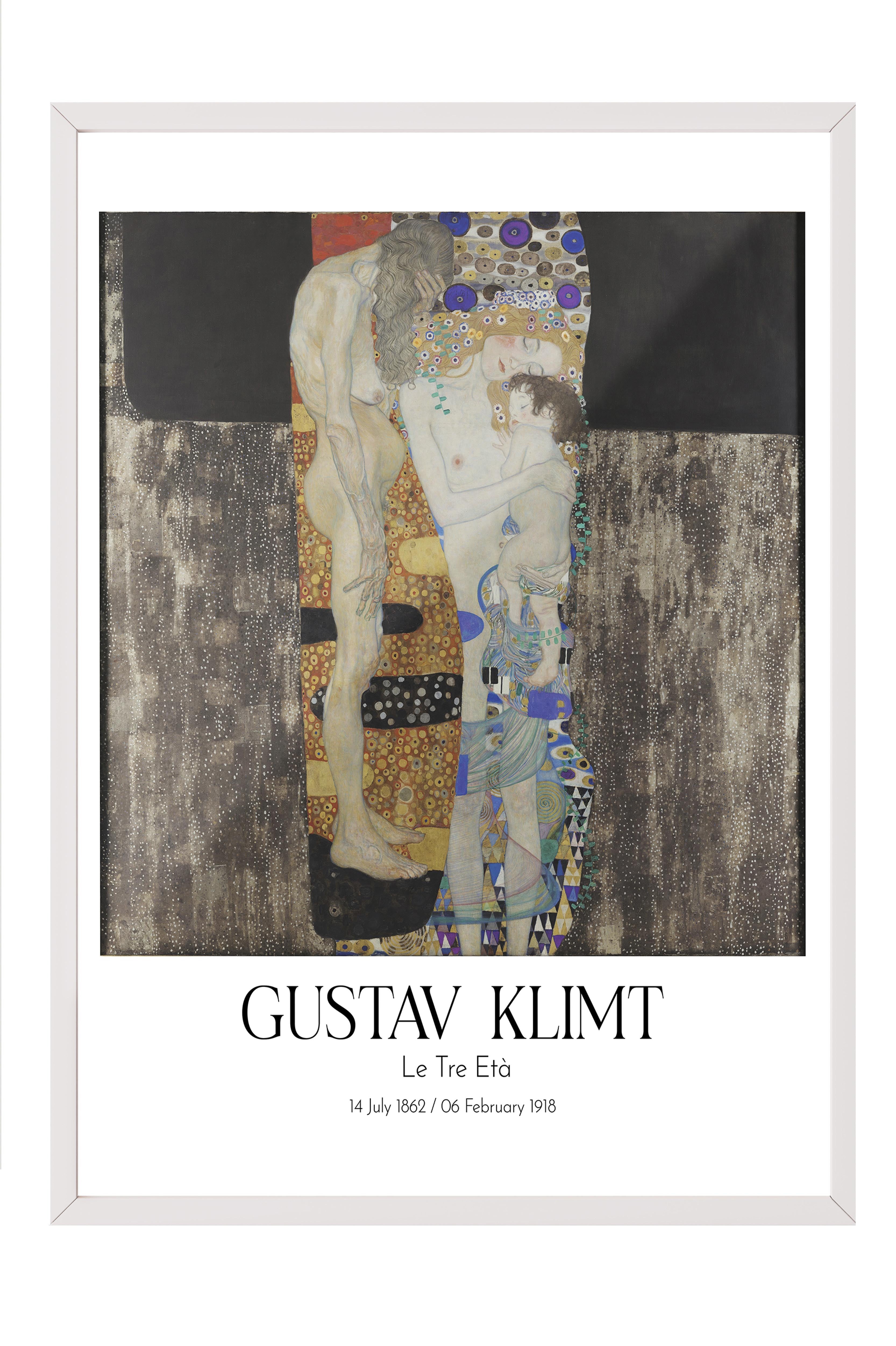 Gustav Klimt - Le Tre Età, Beyaz Çerçeveli Tablo, Sanat Serisi NO:111995