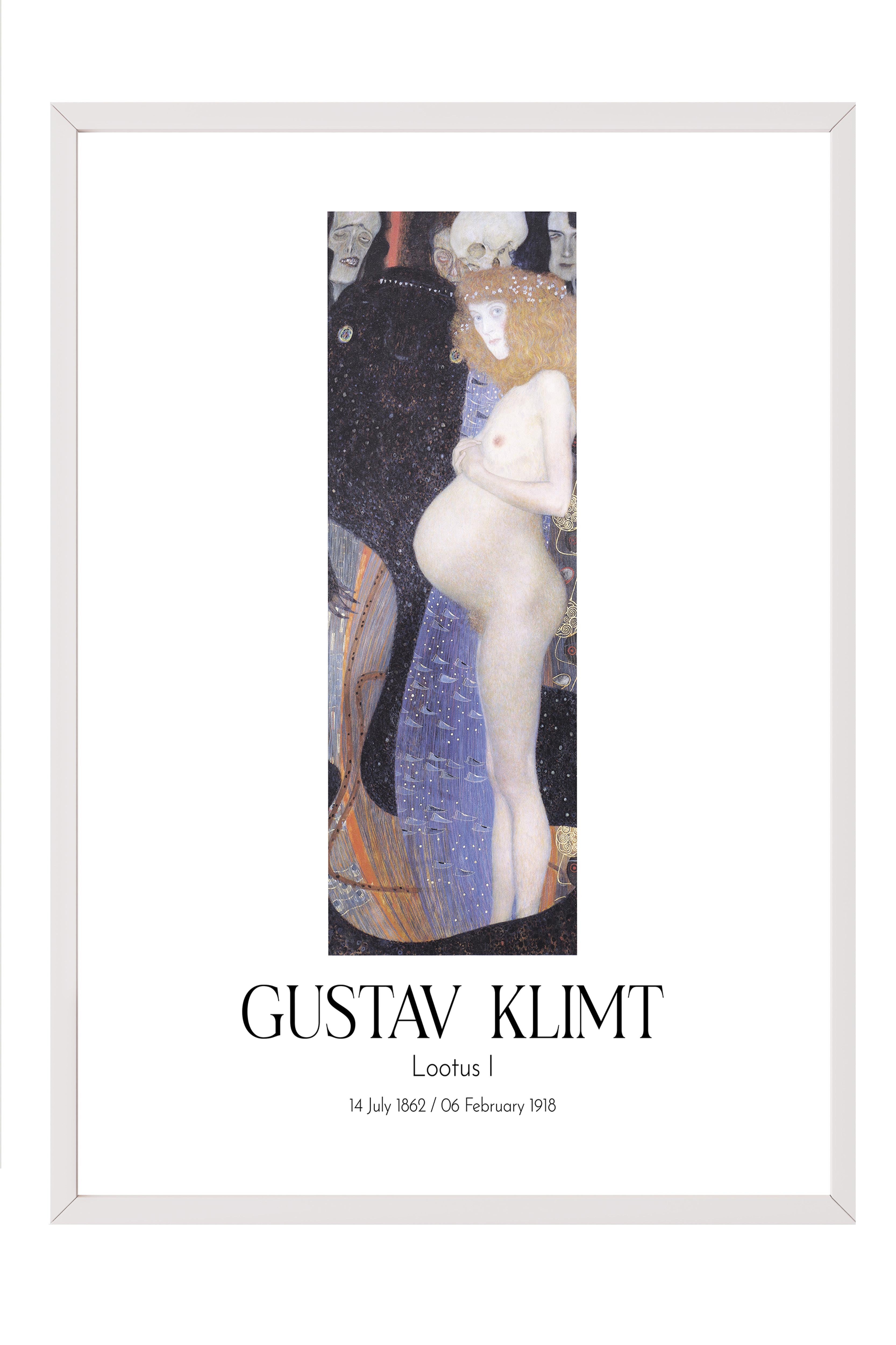 Gustav Klimt - Lootus I, Beyaz Çerçeveli Tablo, Sanat Serisi NO:111977