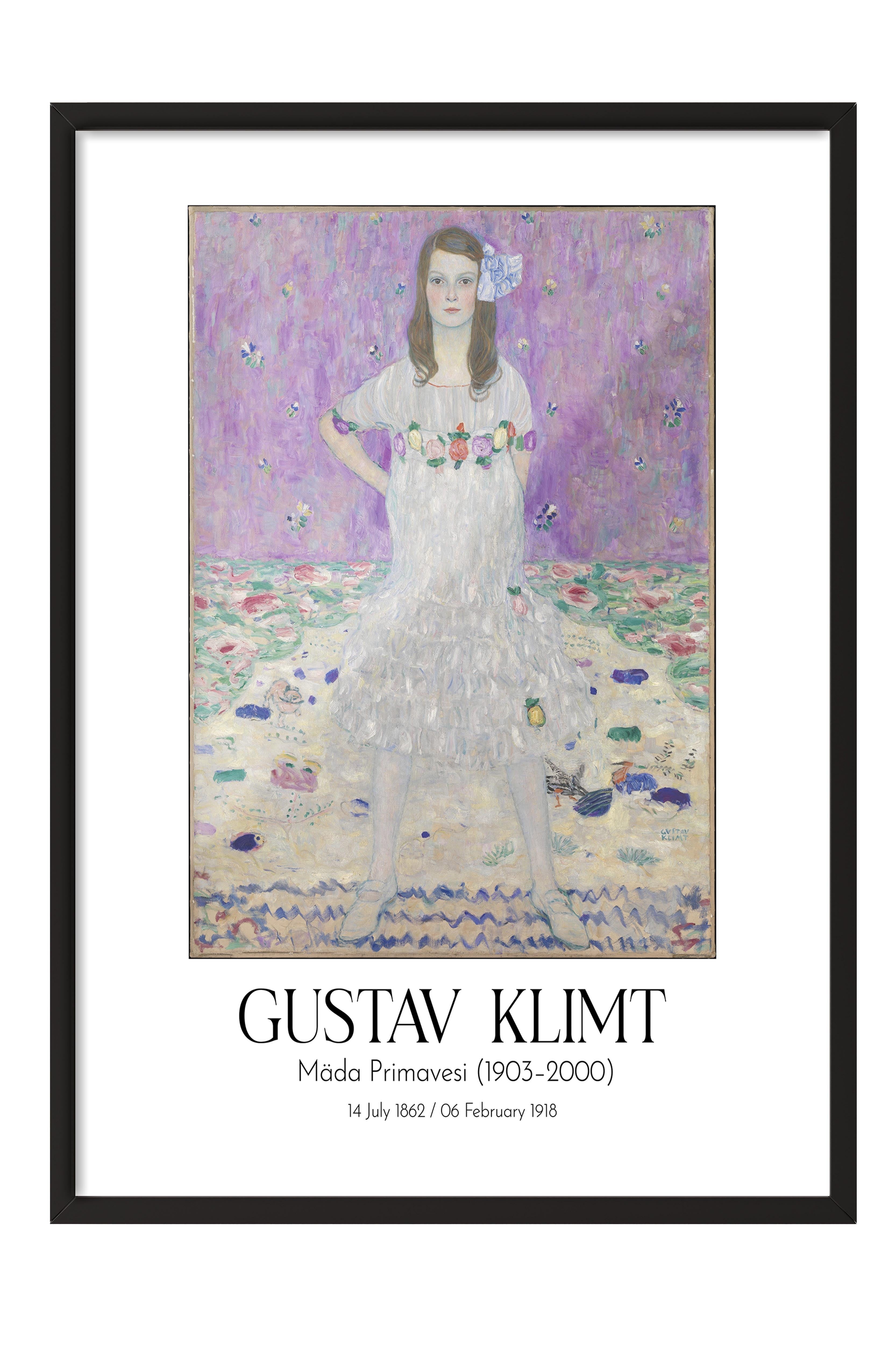 Gustav Klimt - Mäda Primavesi (1903–2000), Siyah Çerçeveli Tablo, Sanat Serisi NO:111996