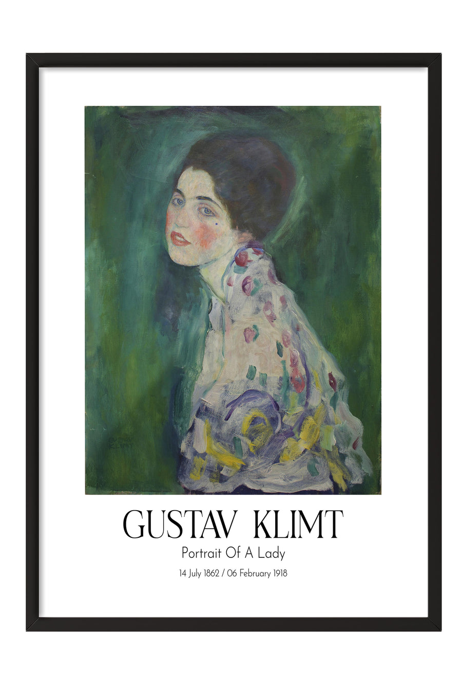 Gustav Klimt - Portrait Of A Lady, Siyah Çerçeveli Tablo, Sanat Serisi NO:111981