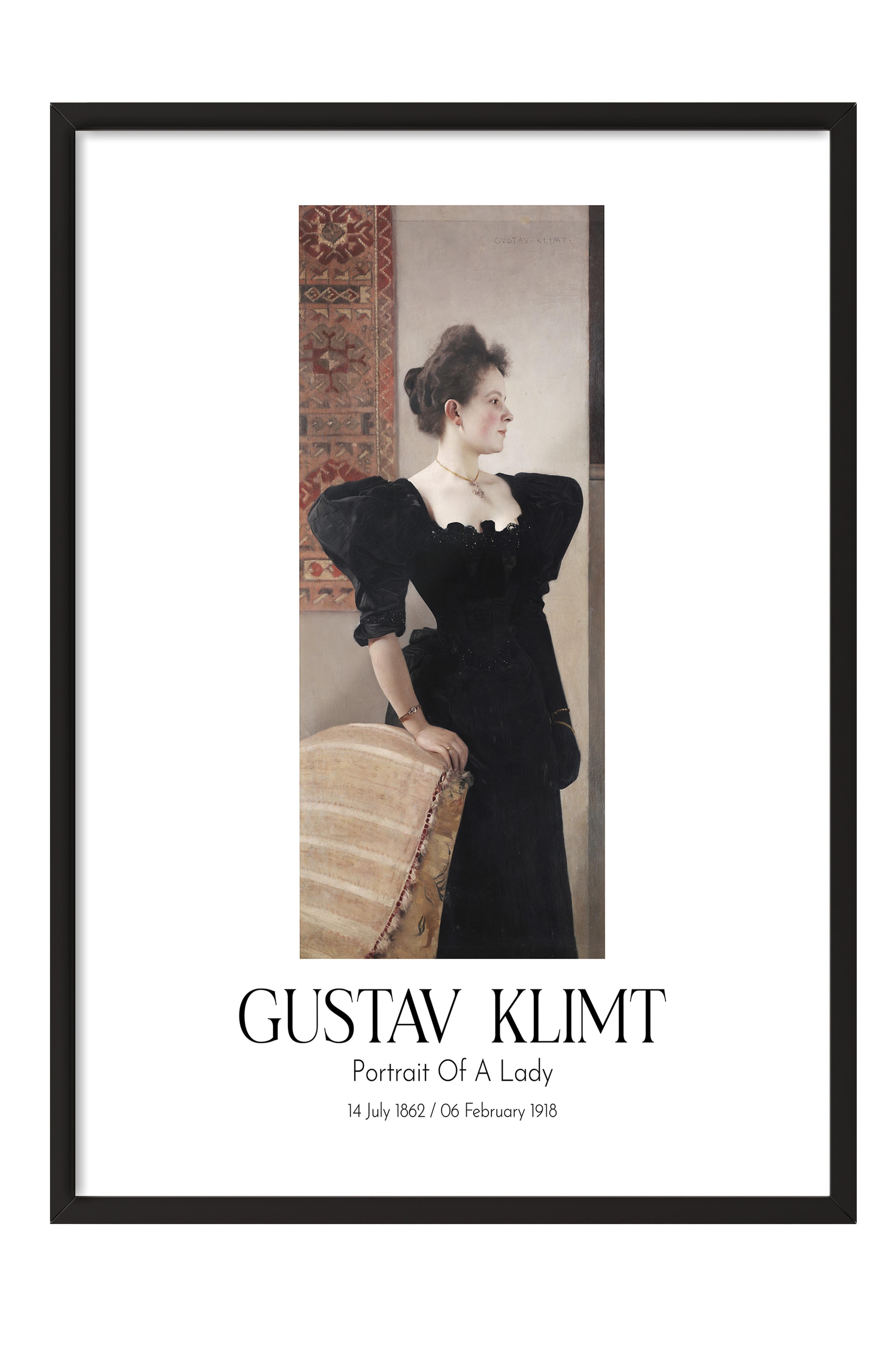 Gustav Klimt - Portrait Of A Lady, Siyah Çerçeveli Tablo, Sanat Serisi NO:112004