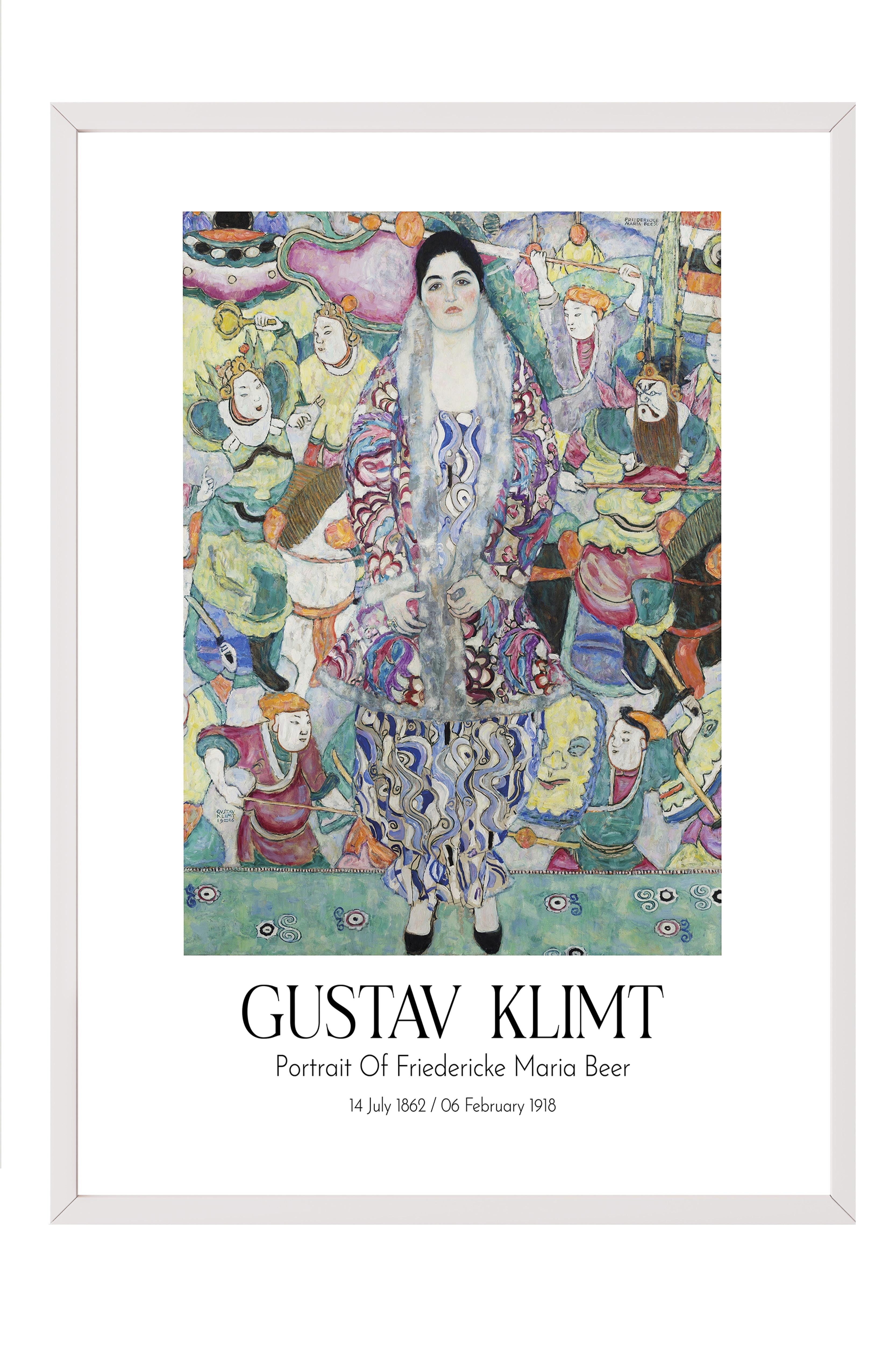 Gustav Klimt - Portrait Of Friedericke Maria Beer, Beyaz Çerçeveli Tablo, Sanat Serisi NO:111982