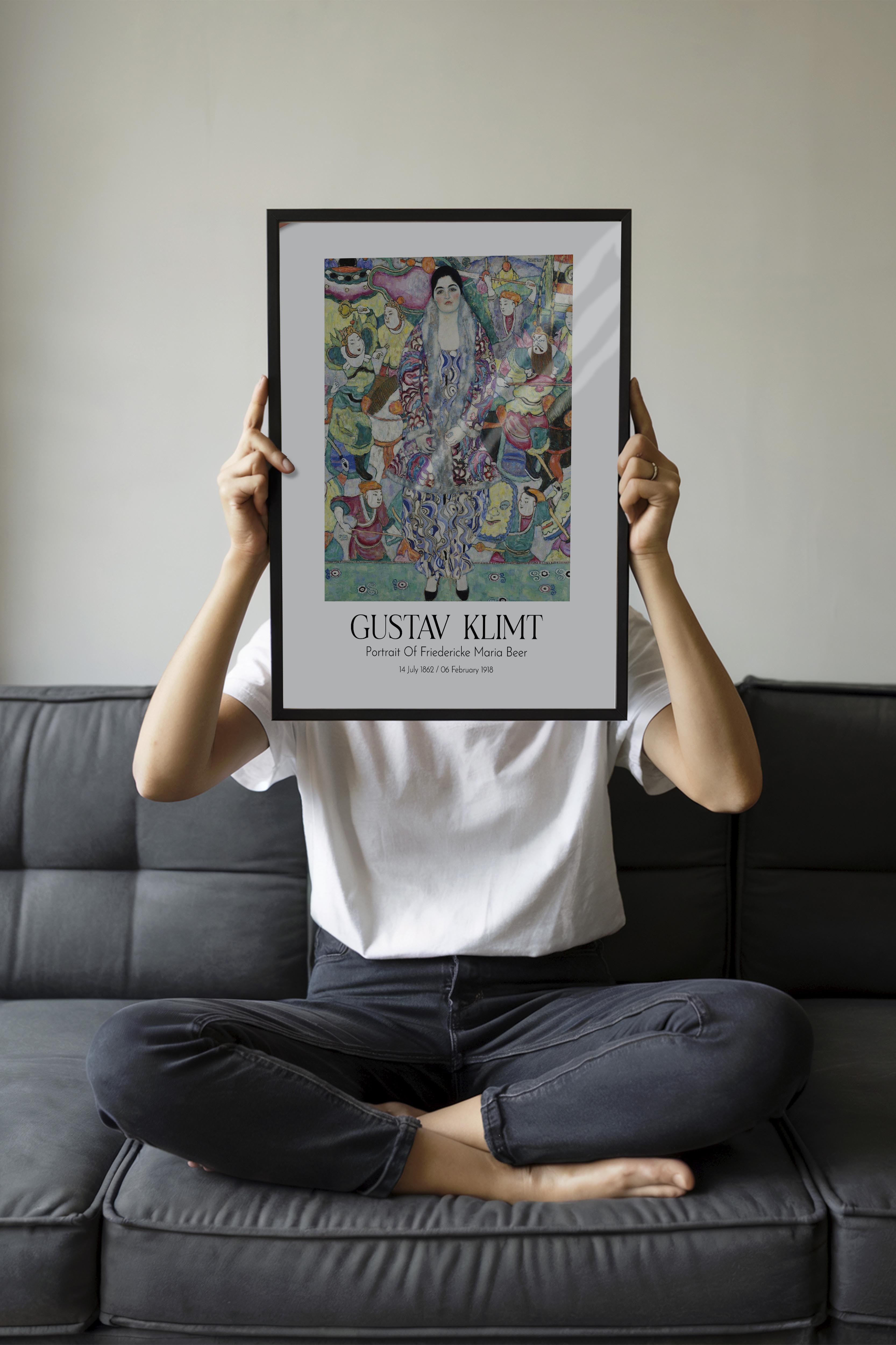 Gustav Klimt - Portrait Of Friedericke Maria Beer, Siyah Çerçeveli Tablo, Sanat Serisi NO:111982