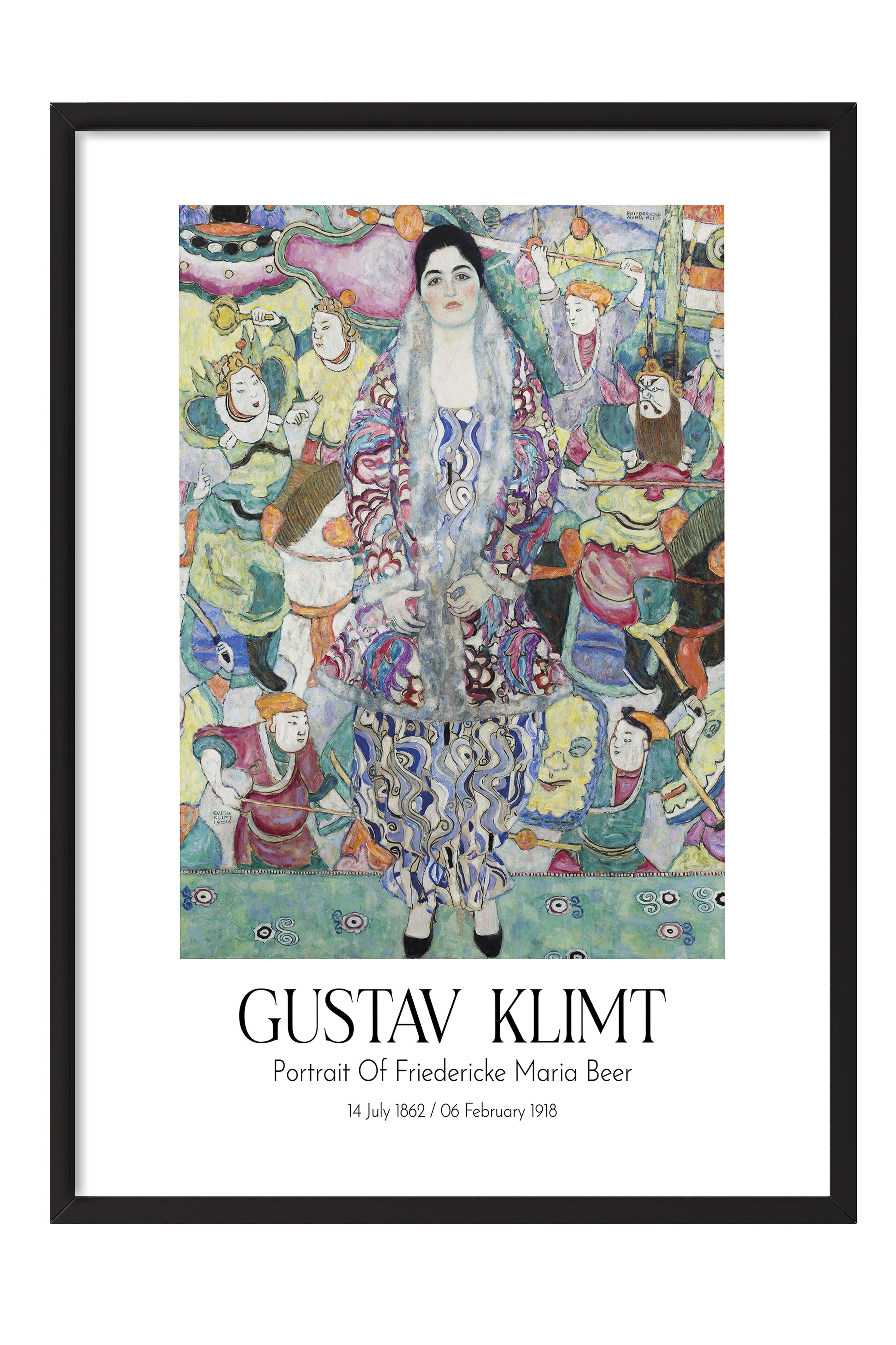 Gustav Klimt - Portrait Of Friedericke Maria Beer, Siyah Çerçeveli Tablo, Sanat Serisi NO:111982
