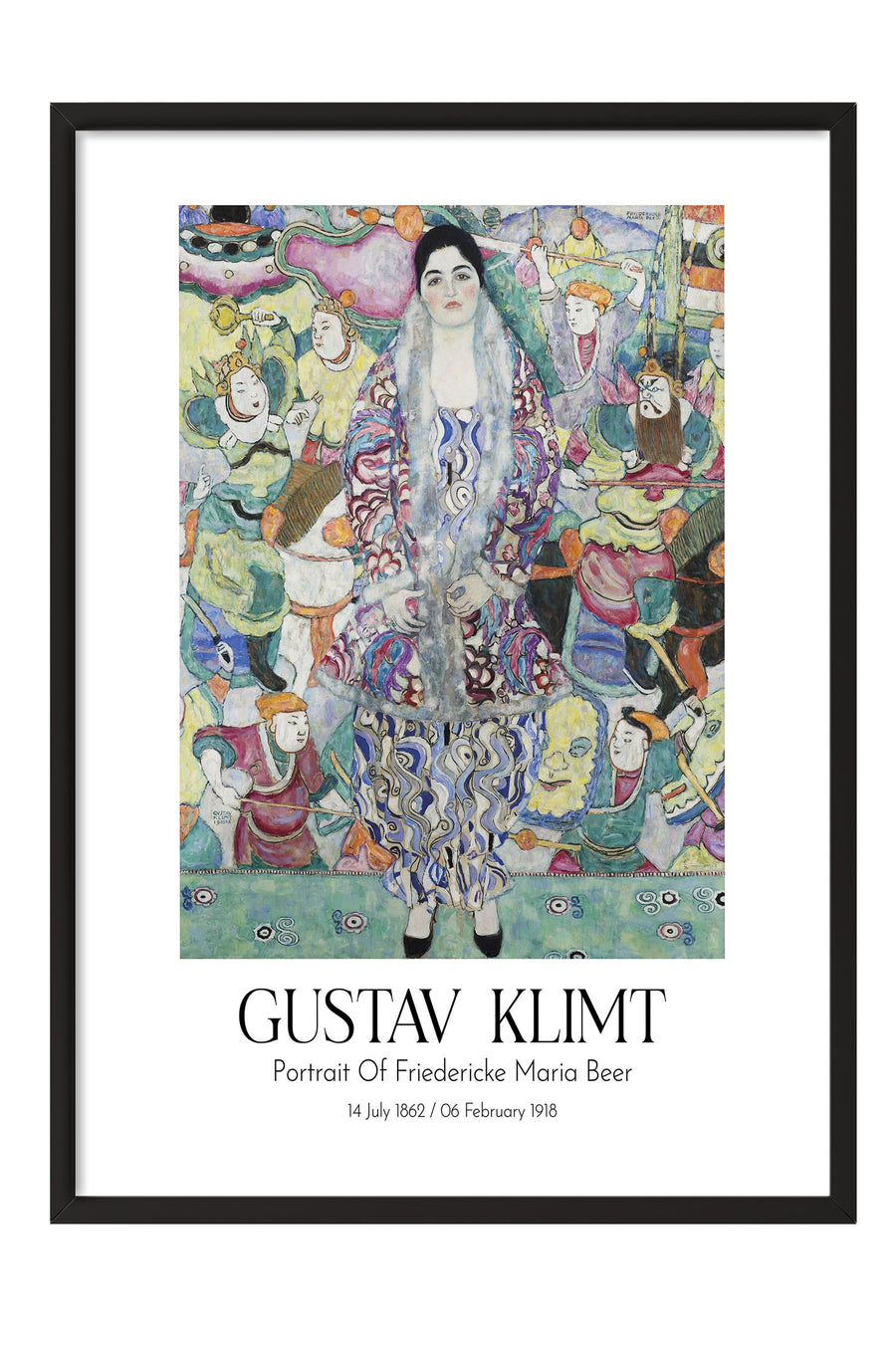 Gustav Klimt - Portrait Of Friedericke Maria Beer, Siyah Çerçeveli Tablo, Sanat Serisi NO:111982