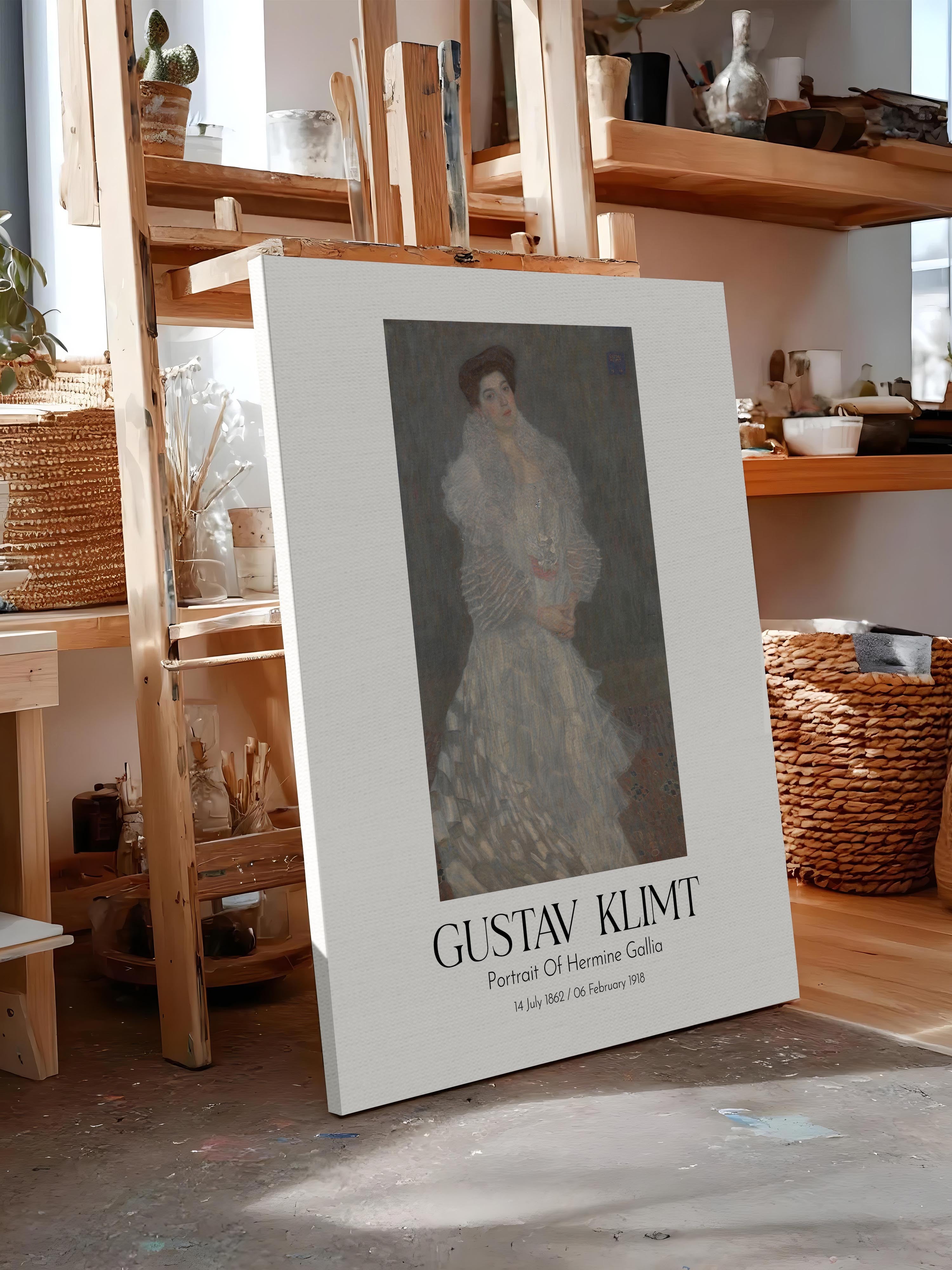 Gustav Klimt - Portrait Of Hermine Gallia, Kanvas Tablo, Sanat Serisi NO:111983