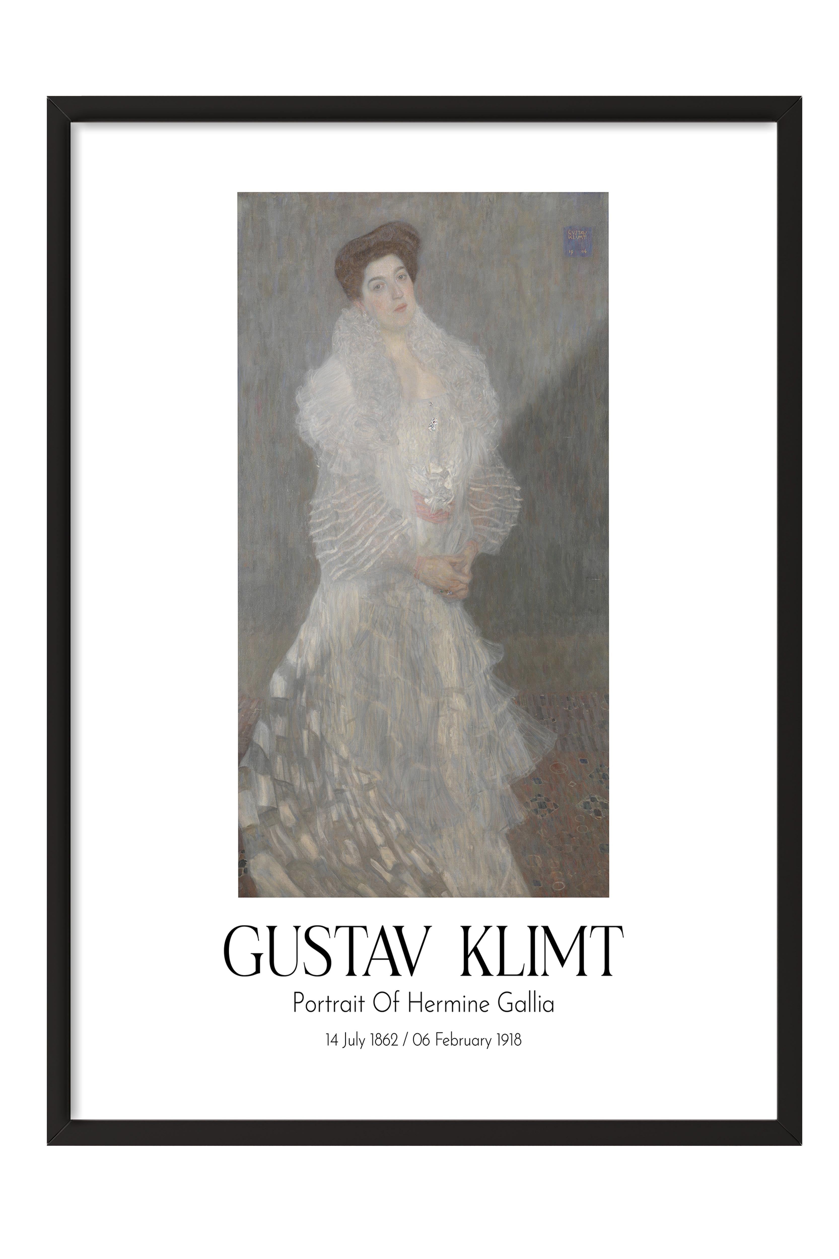 Gustav Klimt - Portrait Of Hermine Gallia, Siyah Çerçeveli Tablo, Sanat Serisi NO:111983
