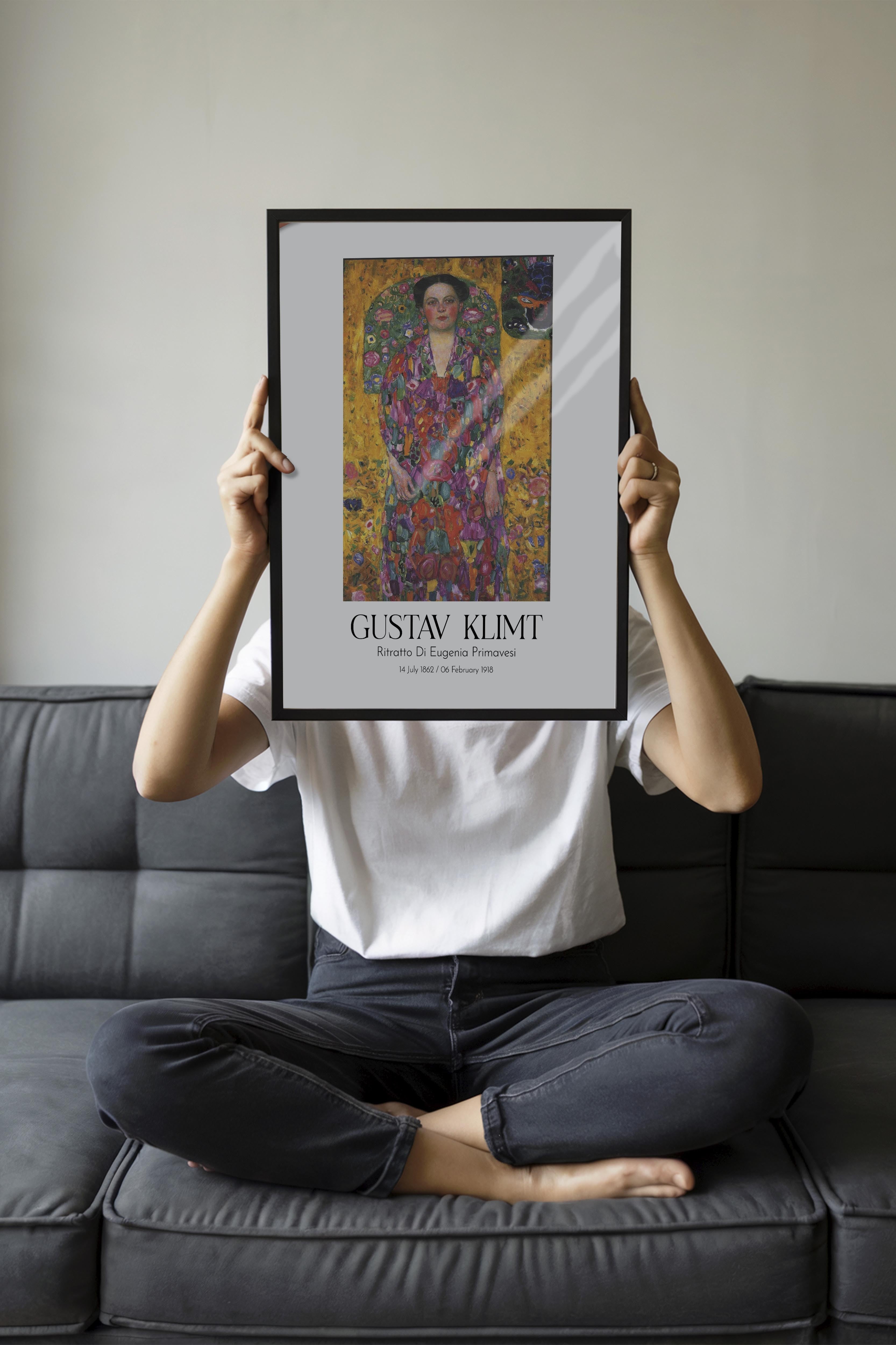 Gustav Klimt - Ritratto Di Eugenia Primavesi, Siyah Çerçeveli Tablo, Sanat Serisi NO:112001