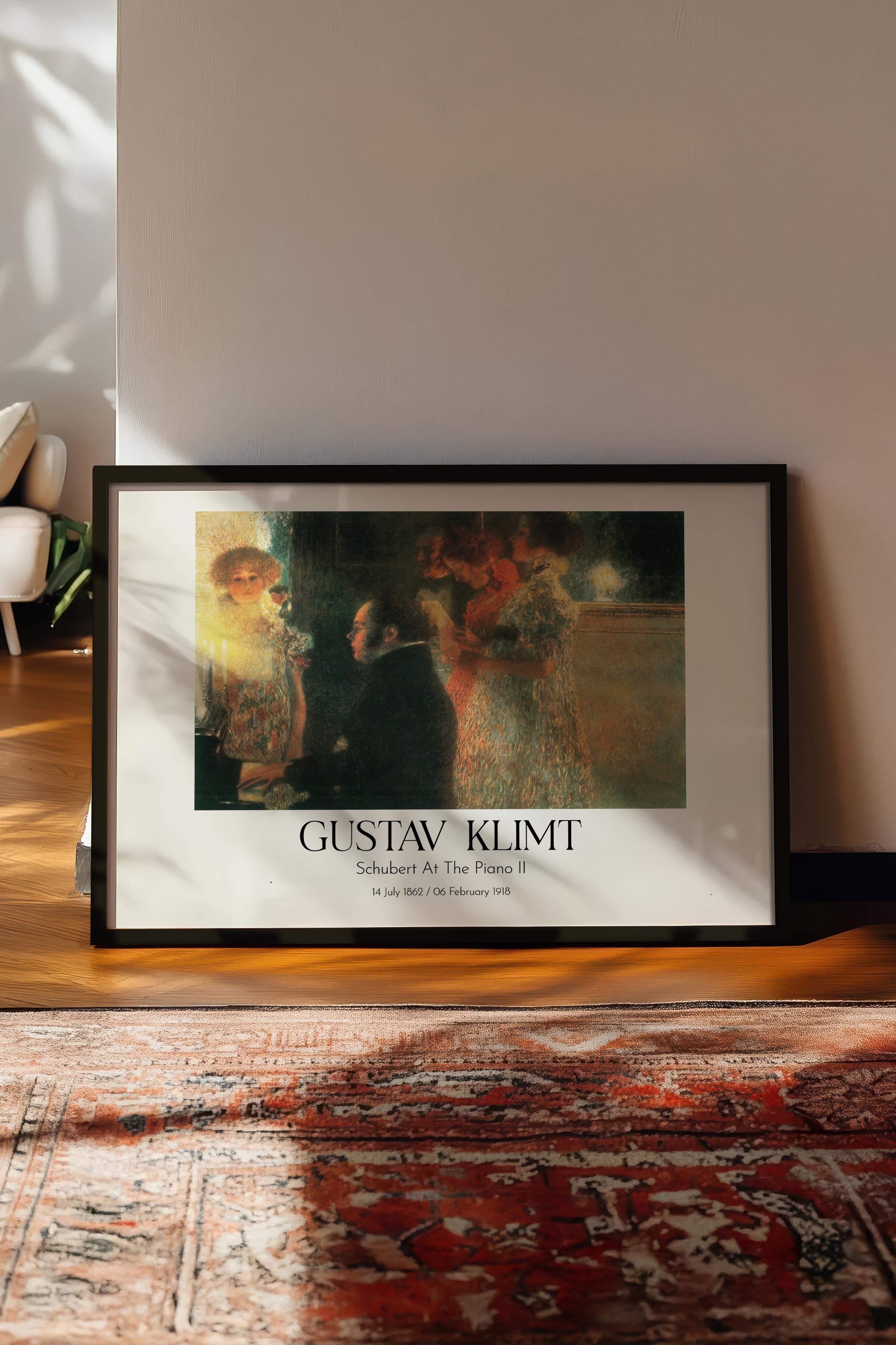 Gustav Klimt - Schubert At The Piano Iı, Siyah Çerçeveli Tablo, Sanat Serisi NO:112006