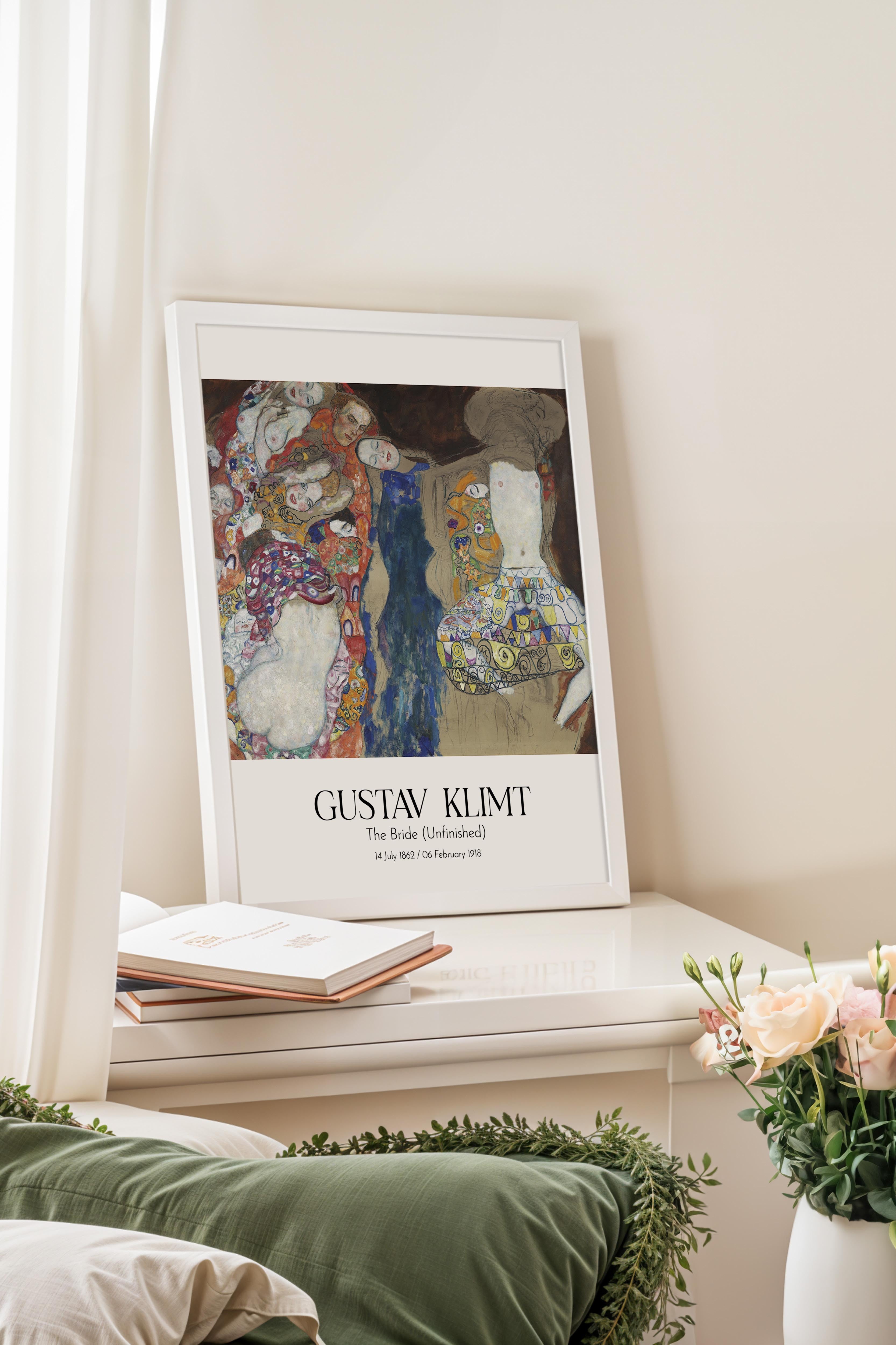 Gustav Klimt - The Bride (Unfinished), Beyaz Çerçeveli Tablo, Sanat Serisi NO:111984