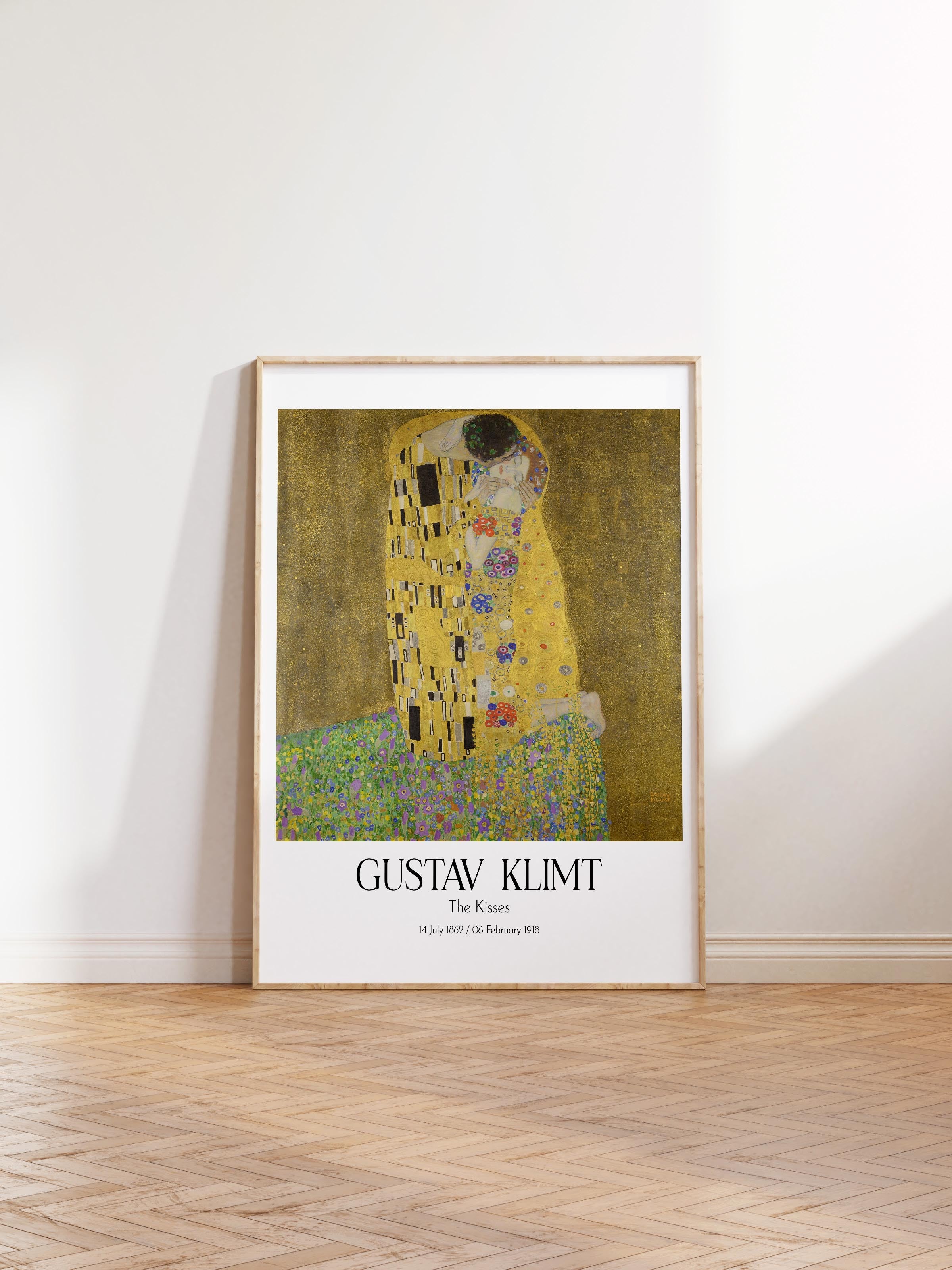 Gustav Klimt - The Kisses, Ahşap Çerçeveli Tablo, Sanat Serisi NO:112003