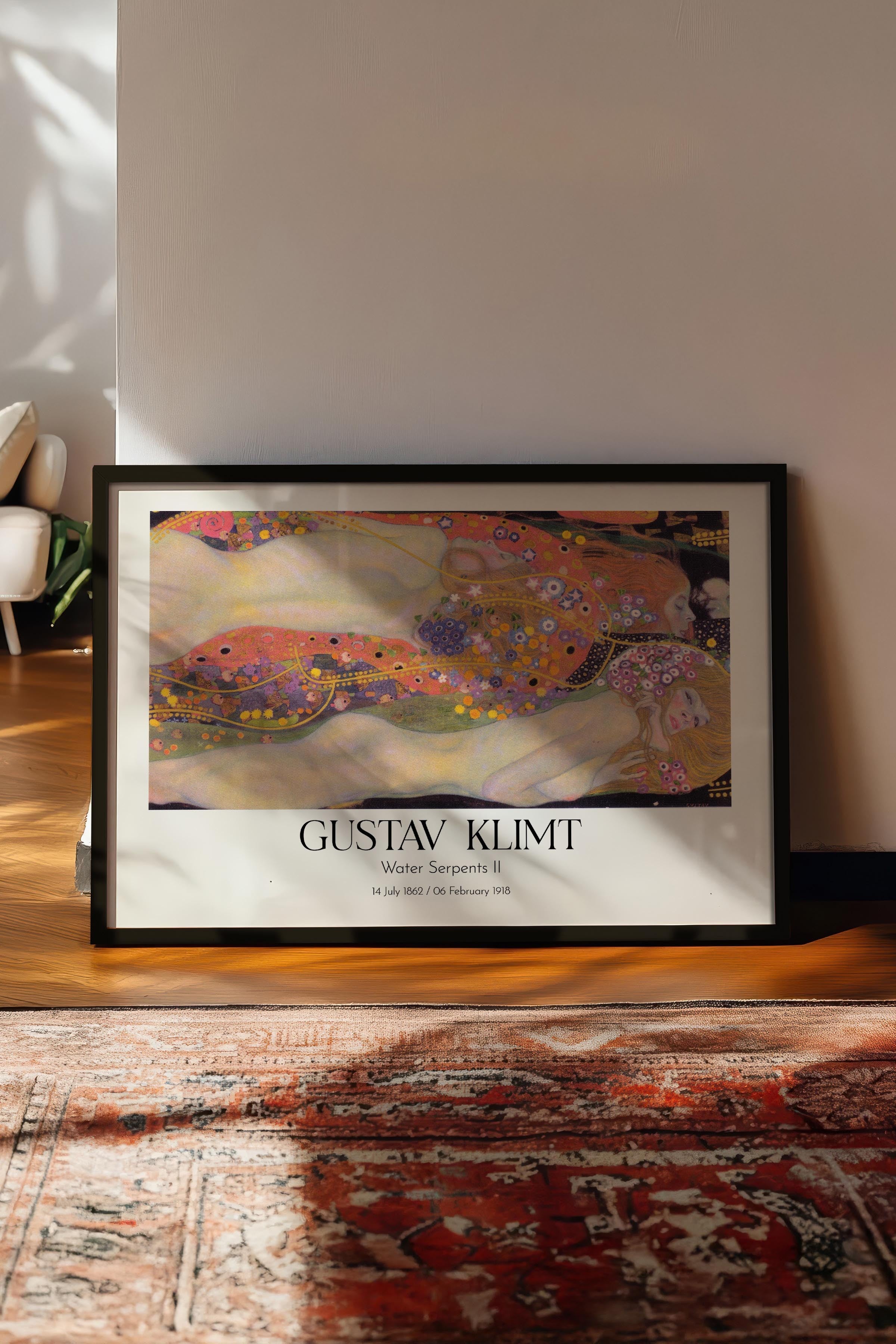 Gustav Klimt - Water Serpents Iı, Siyah Çerçeveli Tablo, Sanat Serisi NO:112005