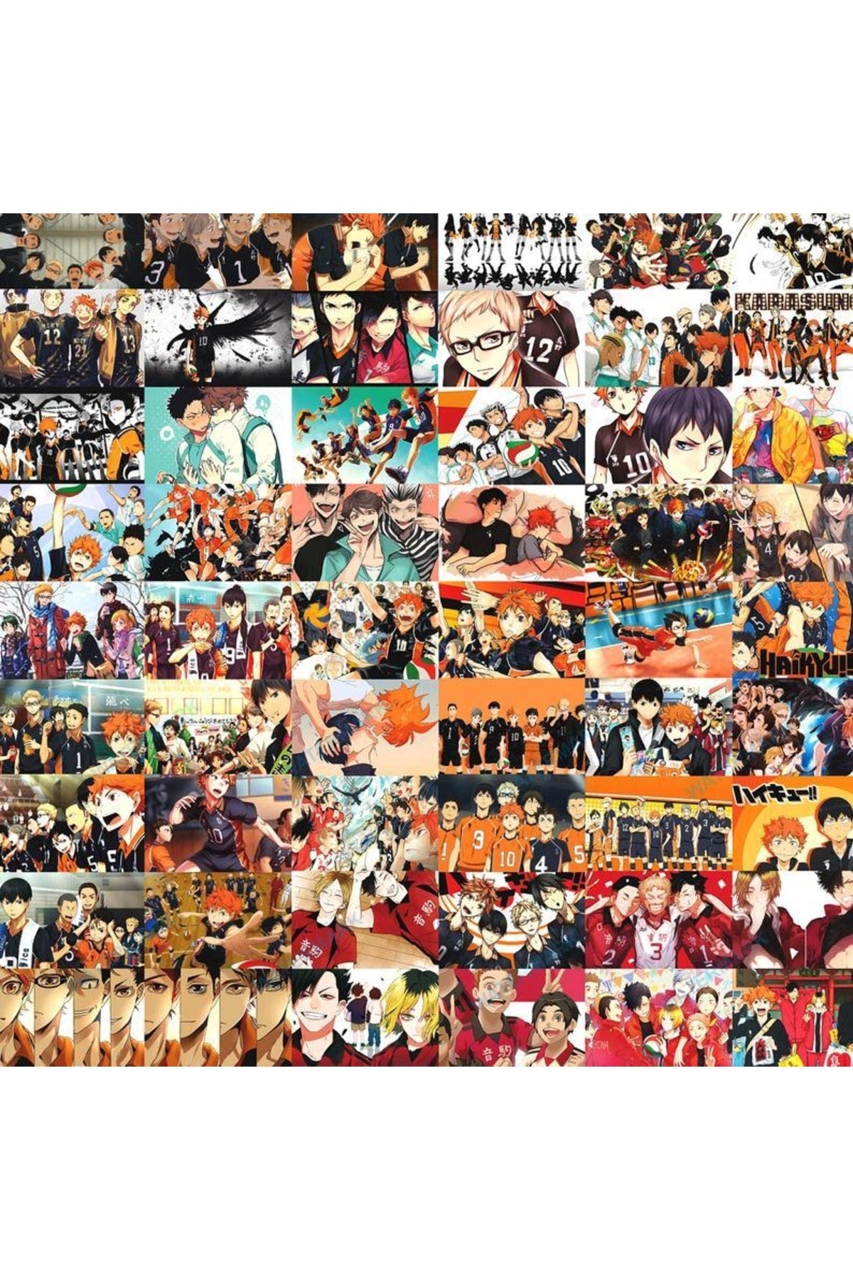 Haikyuu Duvar Posteri Seti - Arkası Yapışkanlı Kolaj Set - 100 Adet - Anime Poster Seti - 10cm*15cm