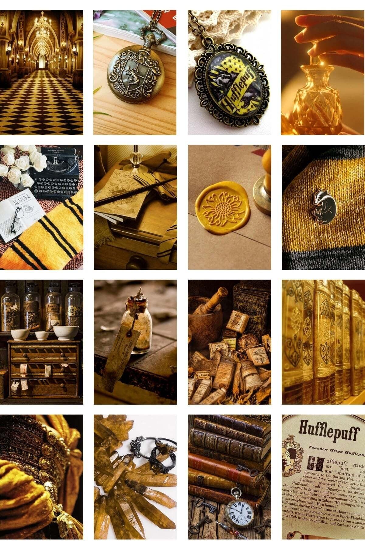 Harry Potter Poster Seti - Poster Kolaj Seti - Hufflepuff Binası - 50 Adet - 10cm*15cm Kutulu Set