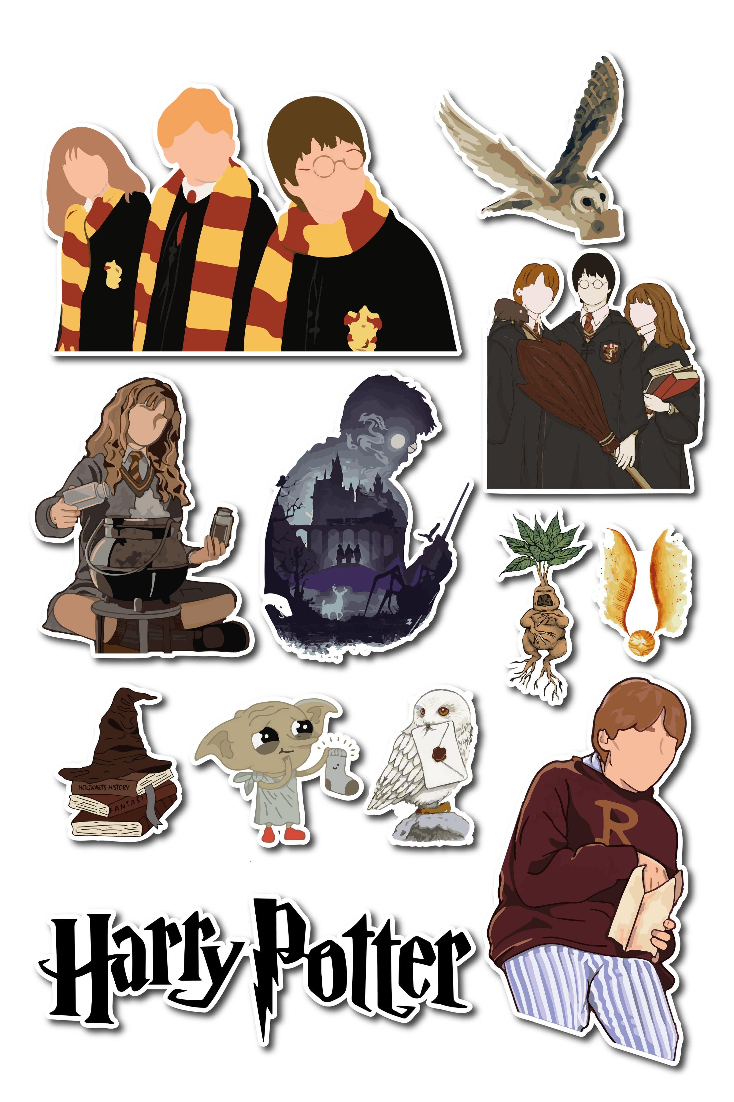 Harry Potter Temalı Sticker ve Etiket Seti - Orta Boy - Su Geçirmez, Kalın Yapışkanlı Sticker Seti