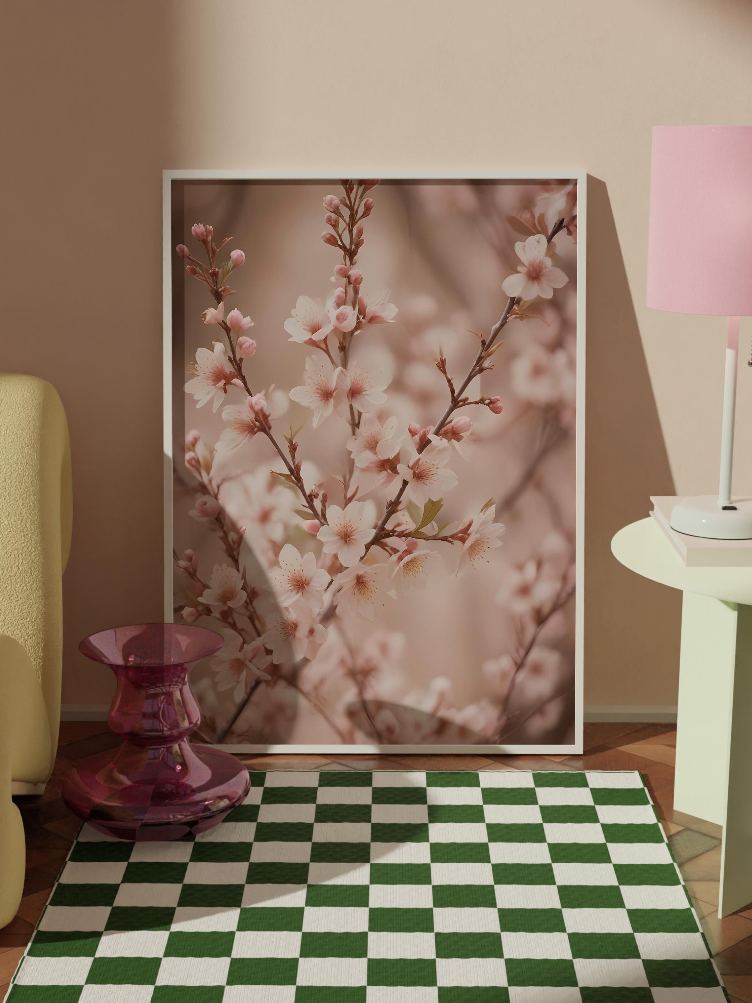 Heather Flowers Çerçeveli Tablo, Beyaz Çerçeve ve Poster, Duvar Tablosu Comfort Serisi NO:108535